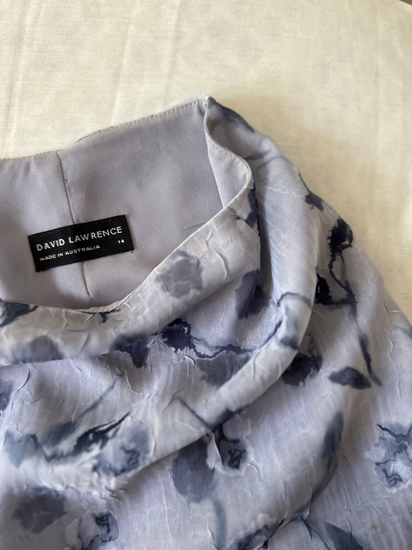 blue toned floral midi skirt
