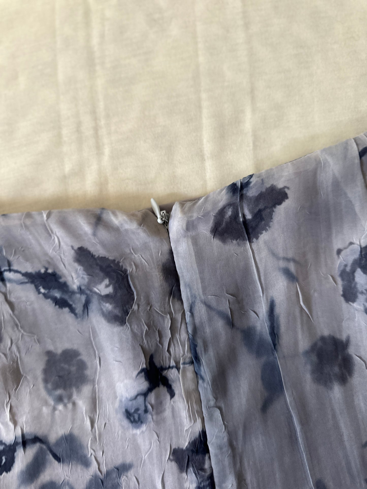 blue toned floral midi skirt