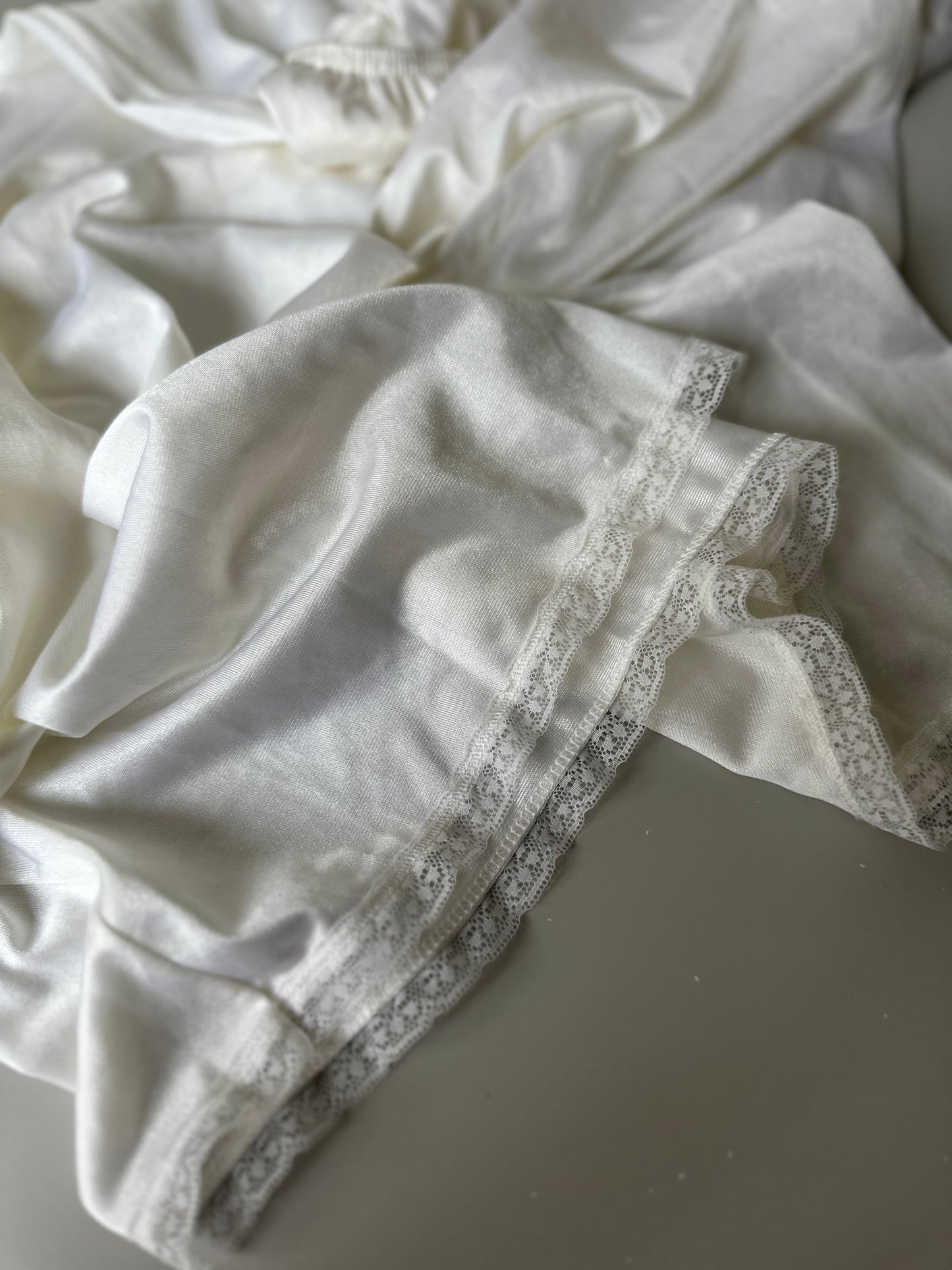 white mid-length slip skirt