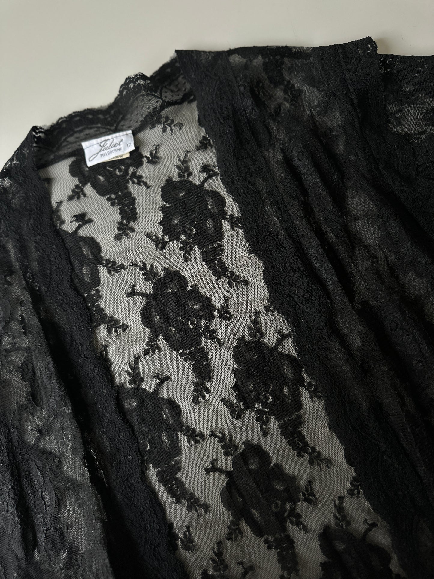 black pure lace long dressing gown