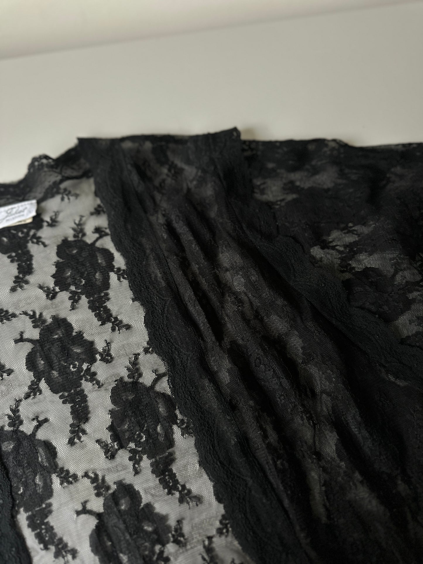 black pure lace long dressing gown