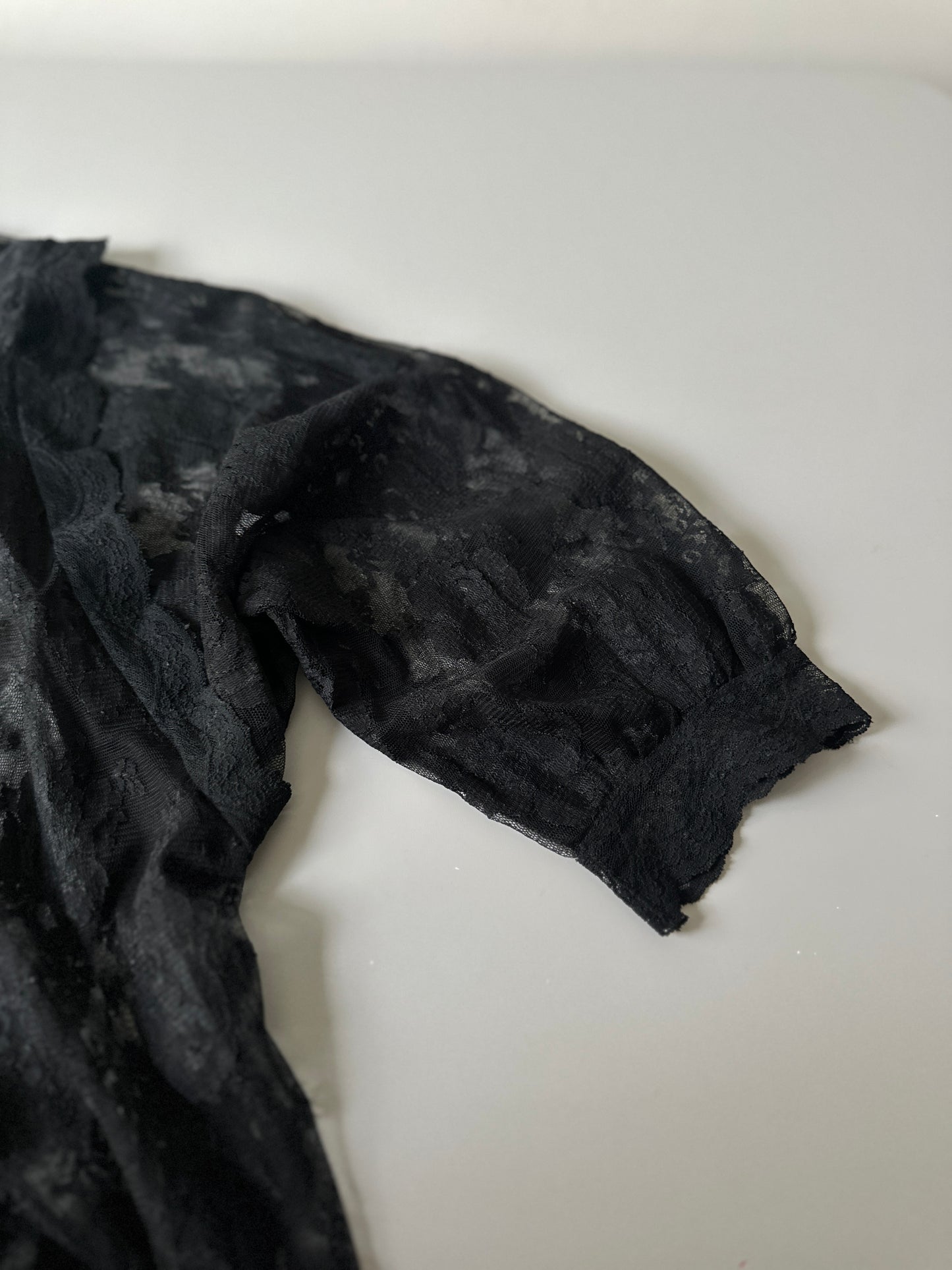 black pure lace long dressing gown