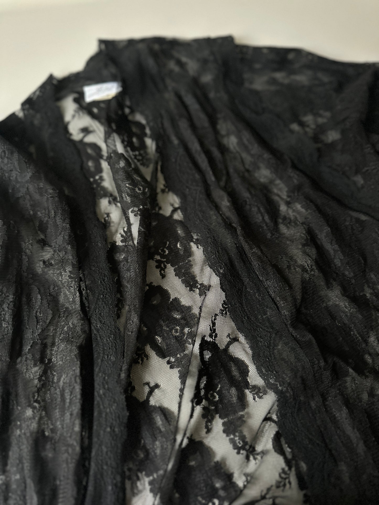black pure lace long dressing gown