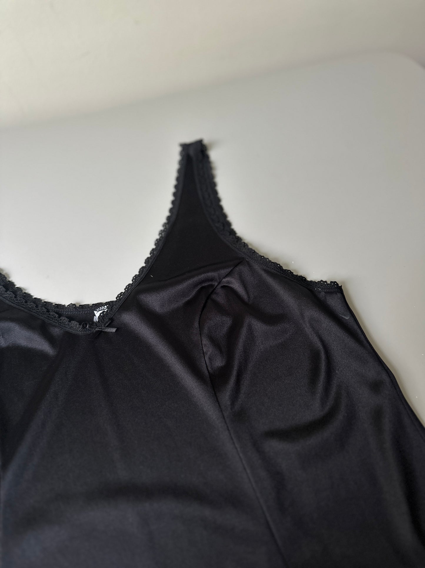 black lace trim slip blouse