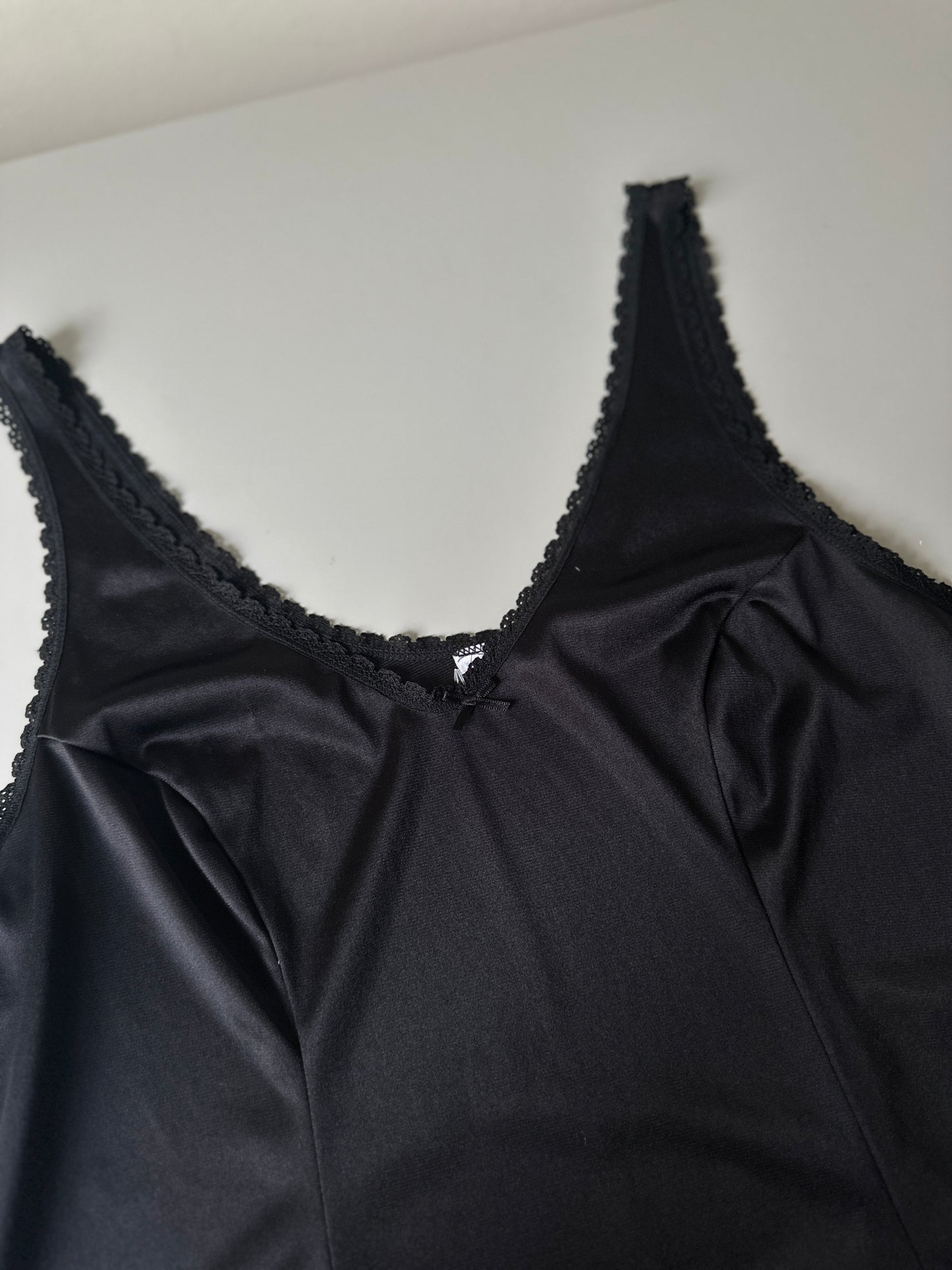 black lace trim slip blouse