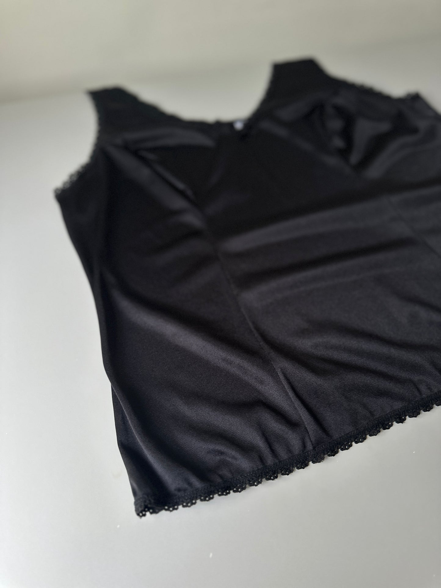black lace trim slip blouse