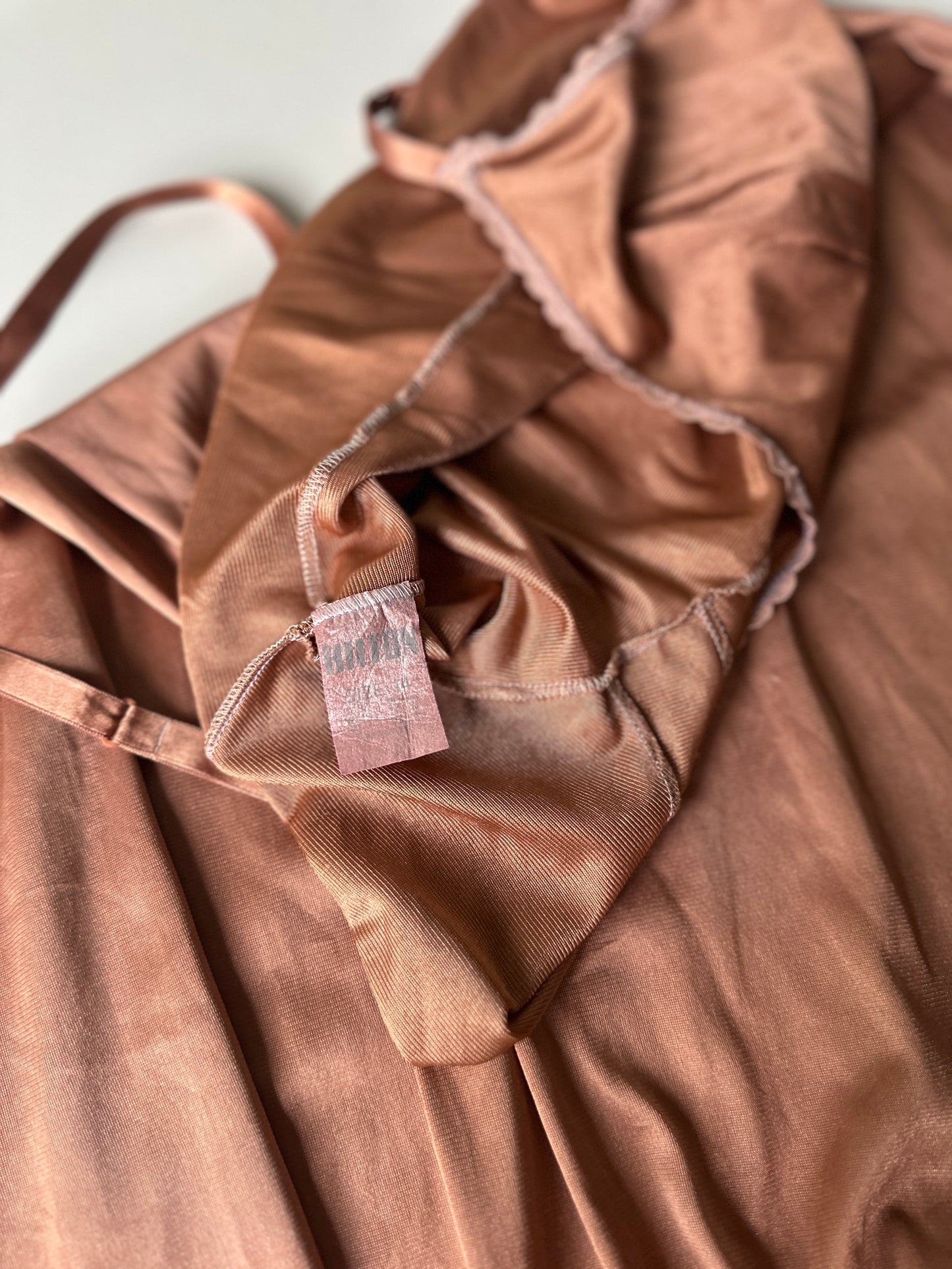 brown dyed mid-length slip