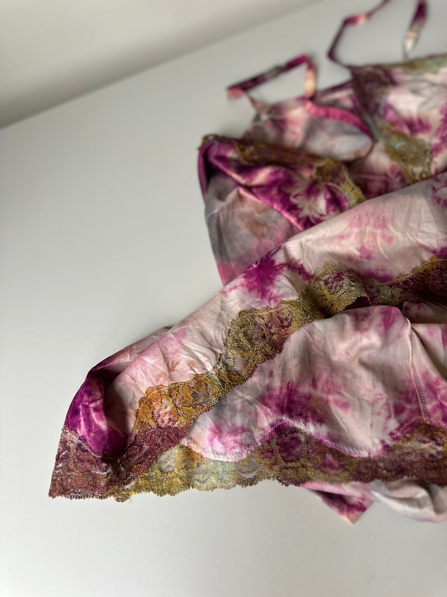 pink tie-dyed short slip
