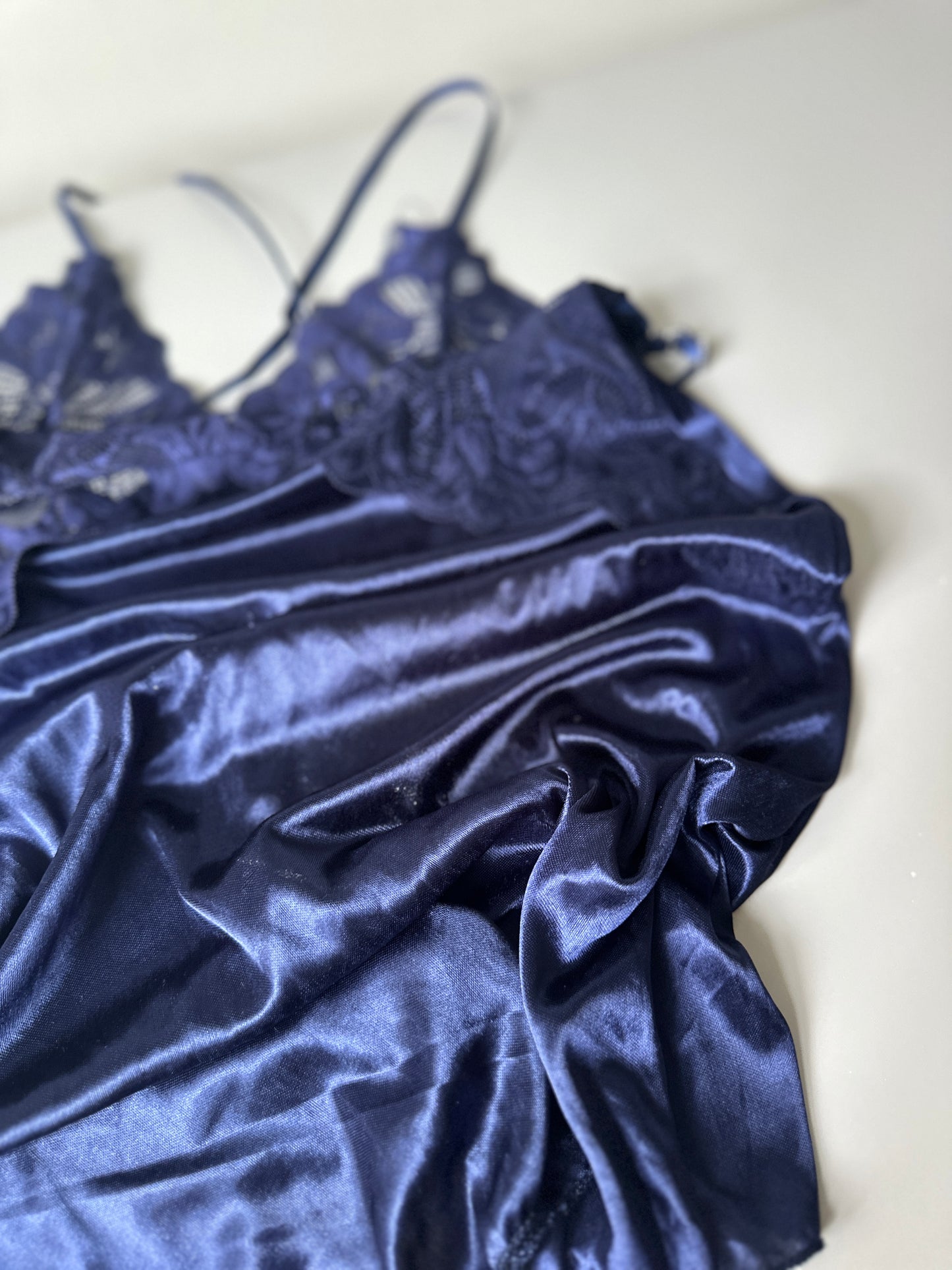 navy lace slip blouse