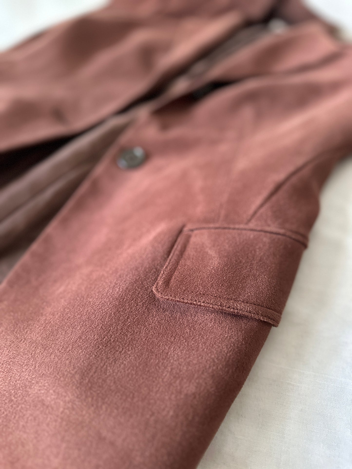 brown suede dress and suit jacket set