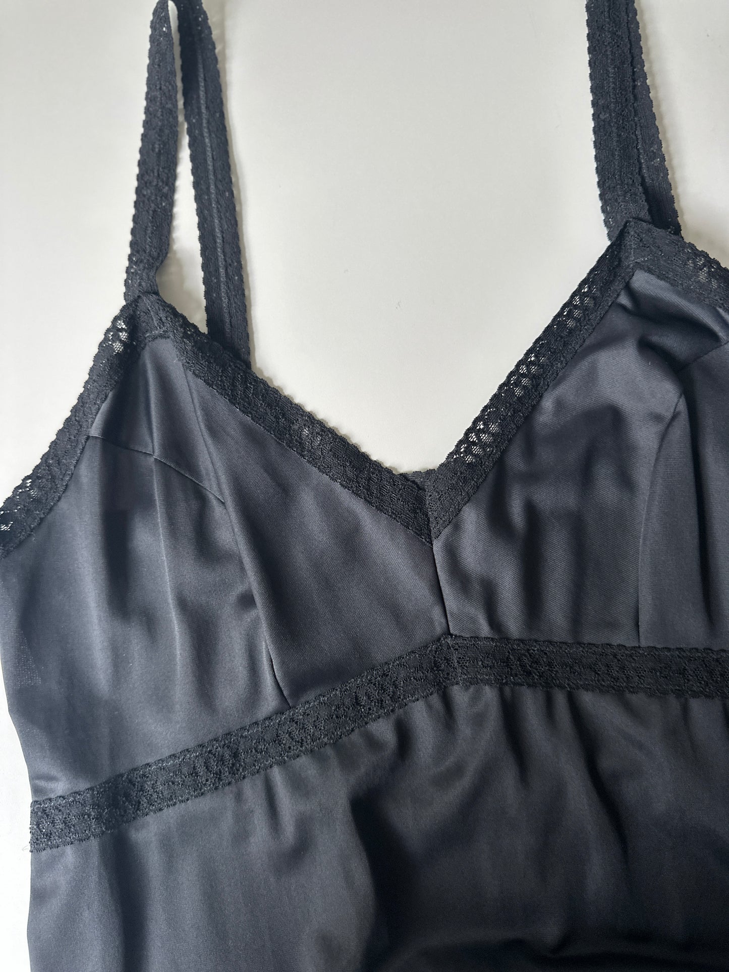 black lace trim mid-length slip