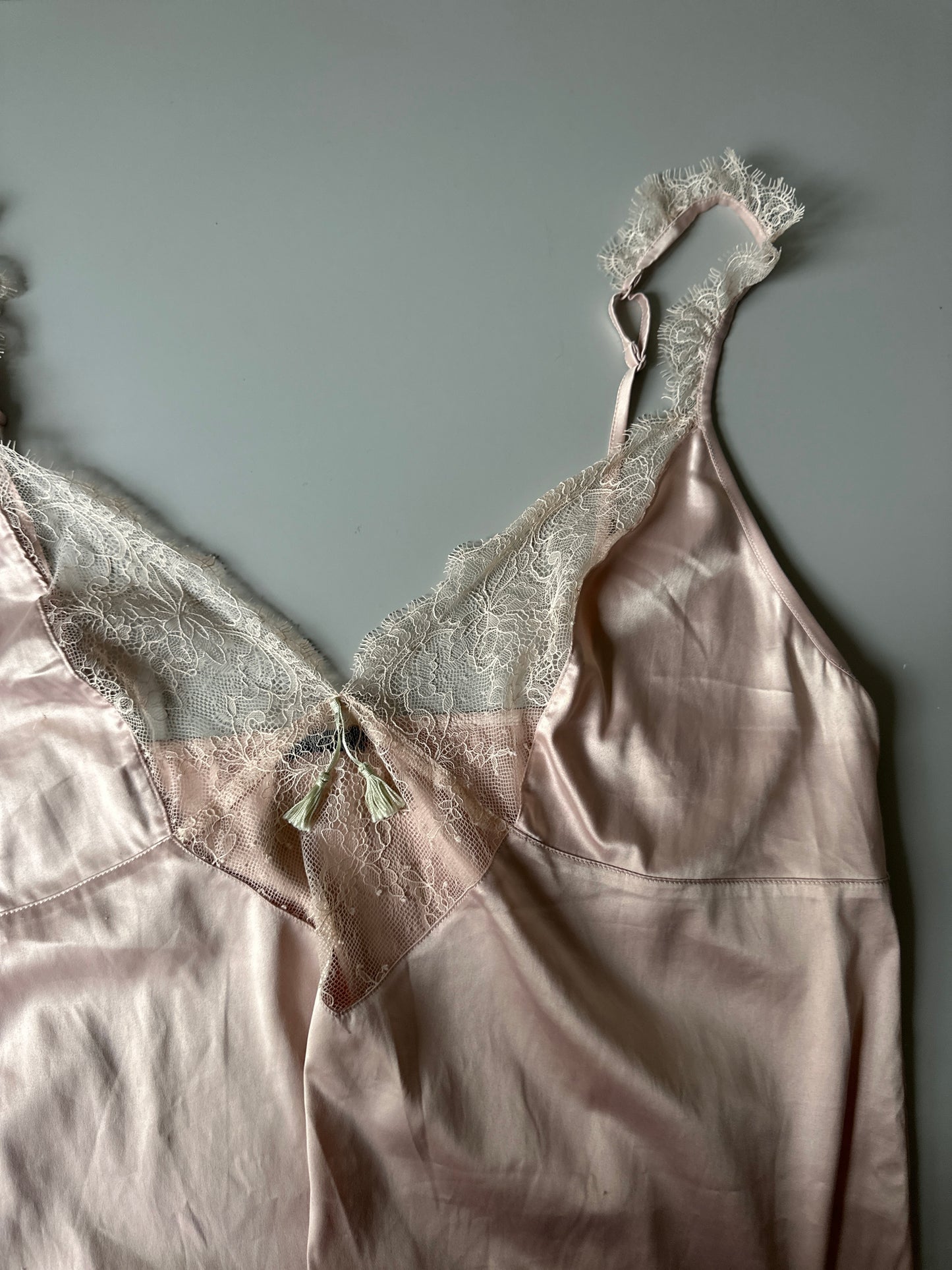 blush lace short slip