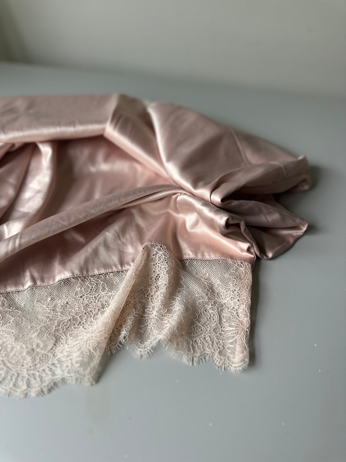 blush lace short slip