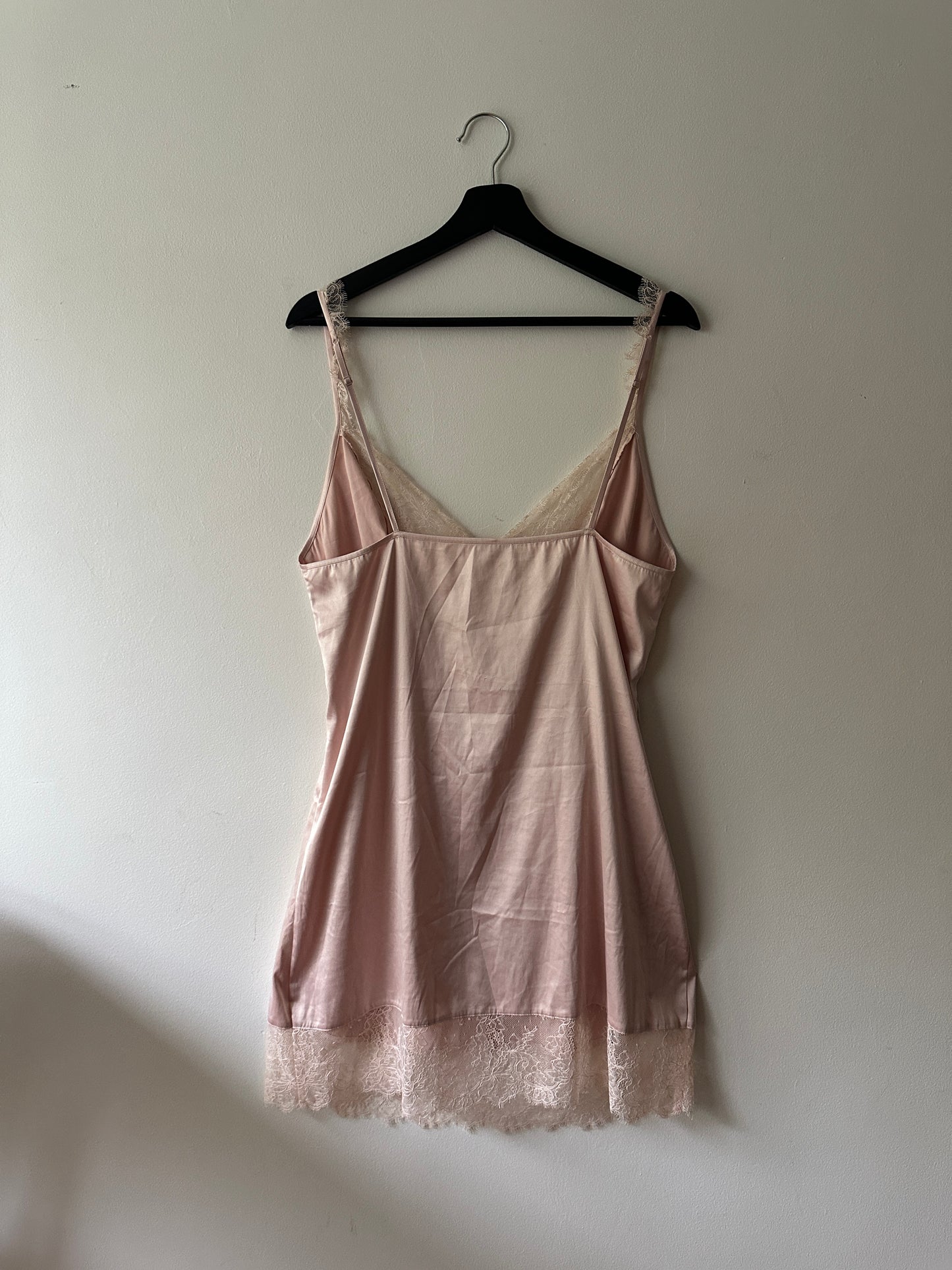 blush lace short slip
