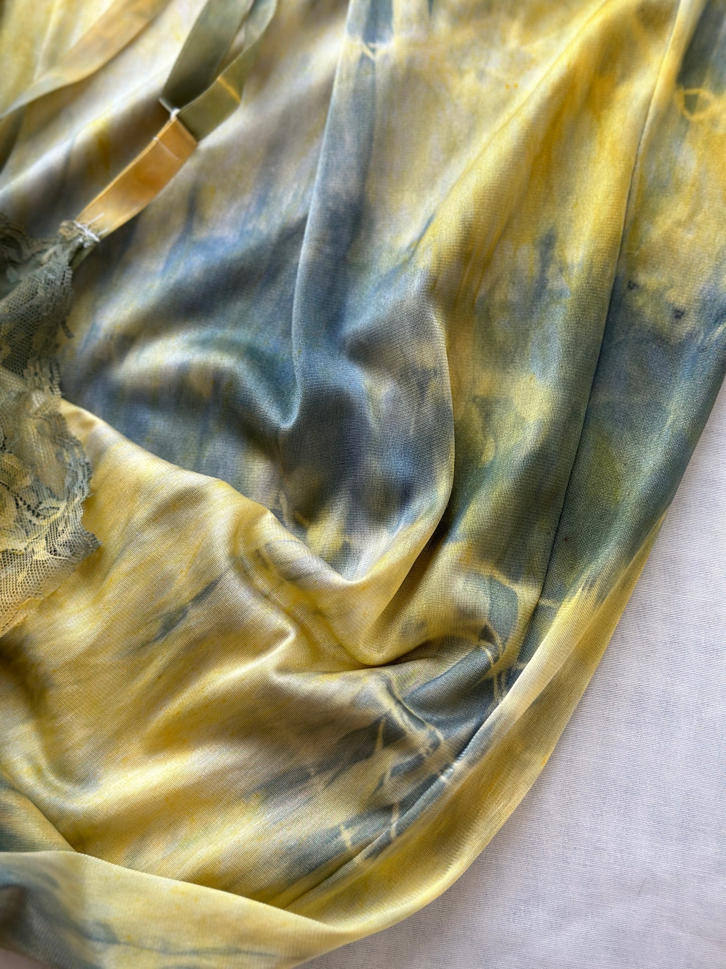 green/yellow tie dyed slip