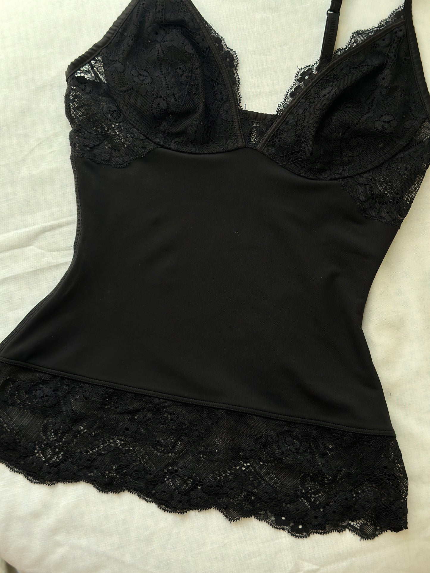 fitted black lace lingerie top