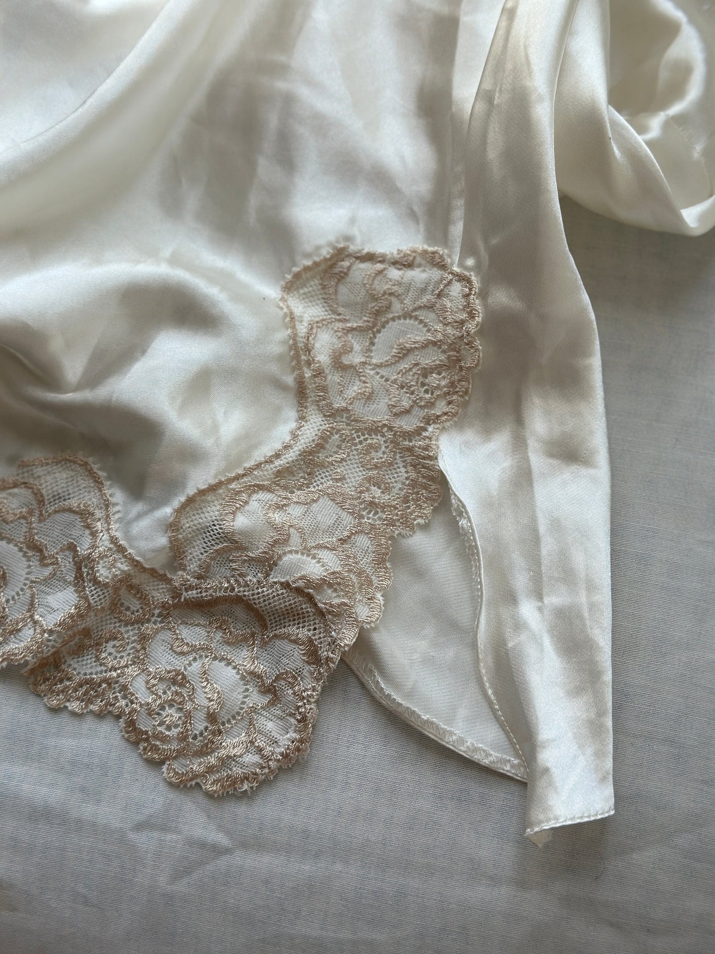 short white silk night gown