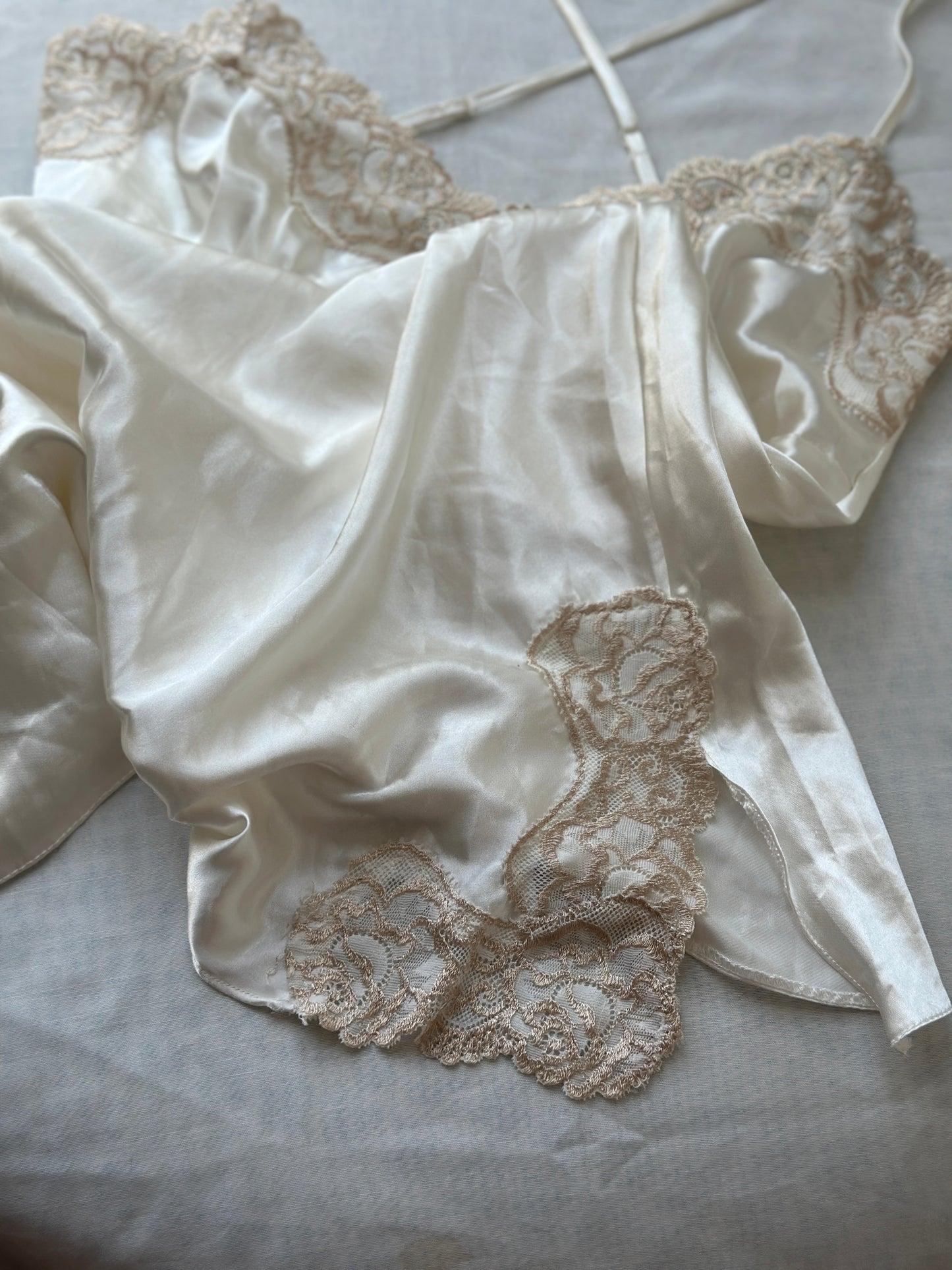 short white silk night gown