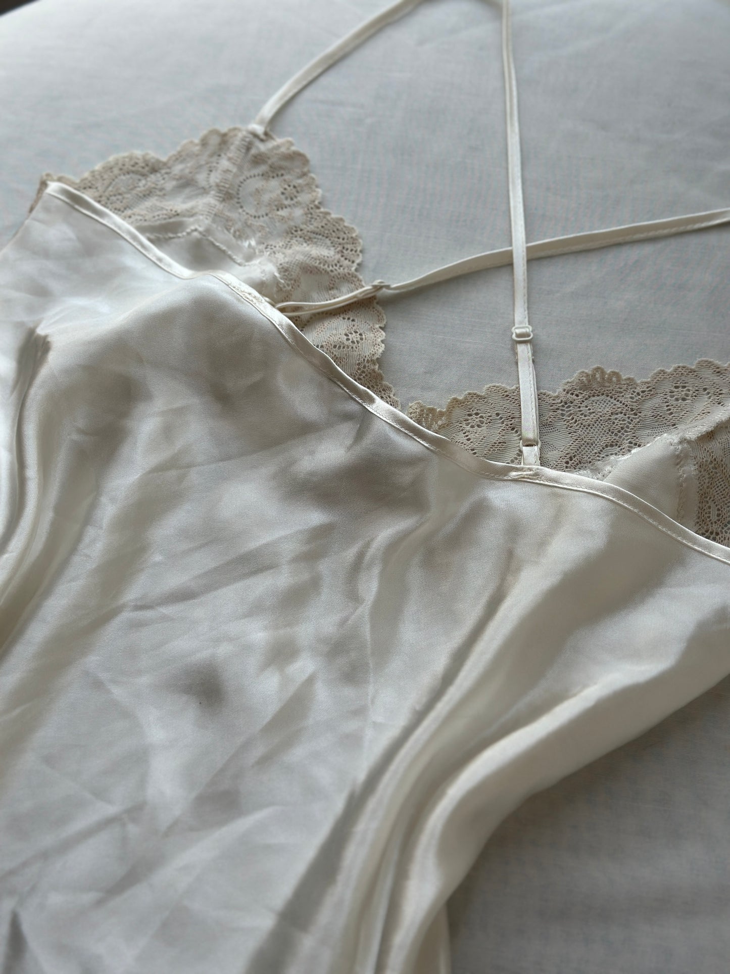 short white silk night gown
