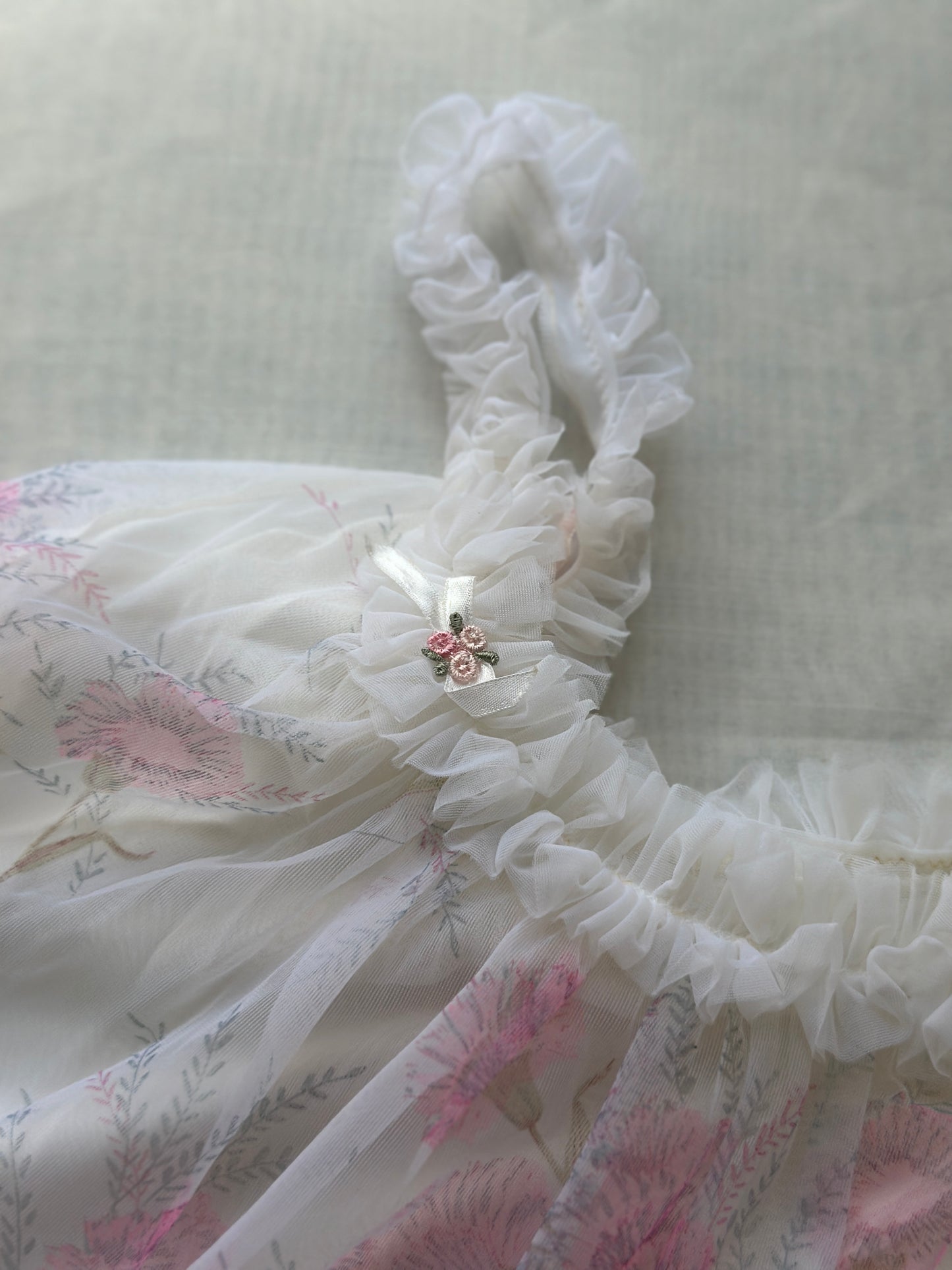 floral pink and white babydoll slip