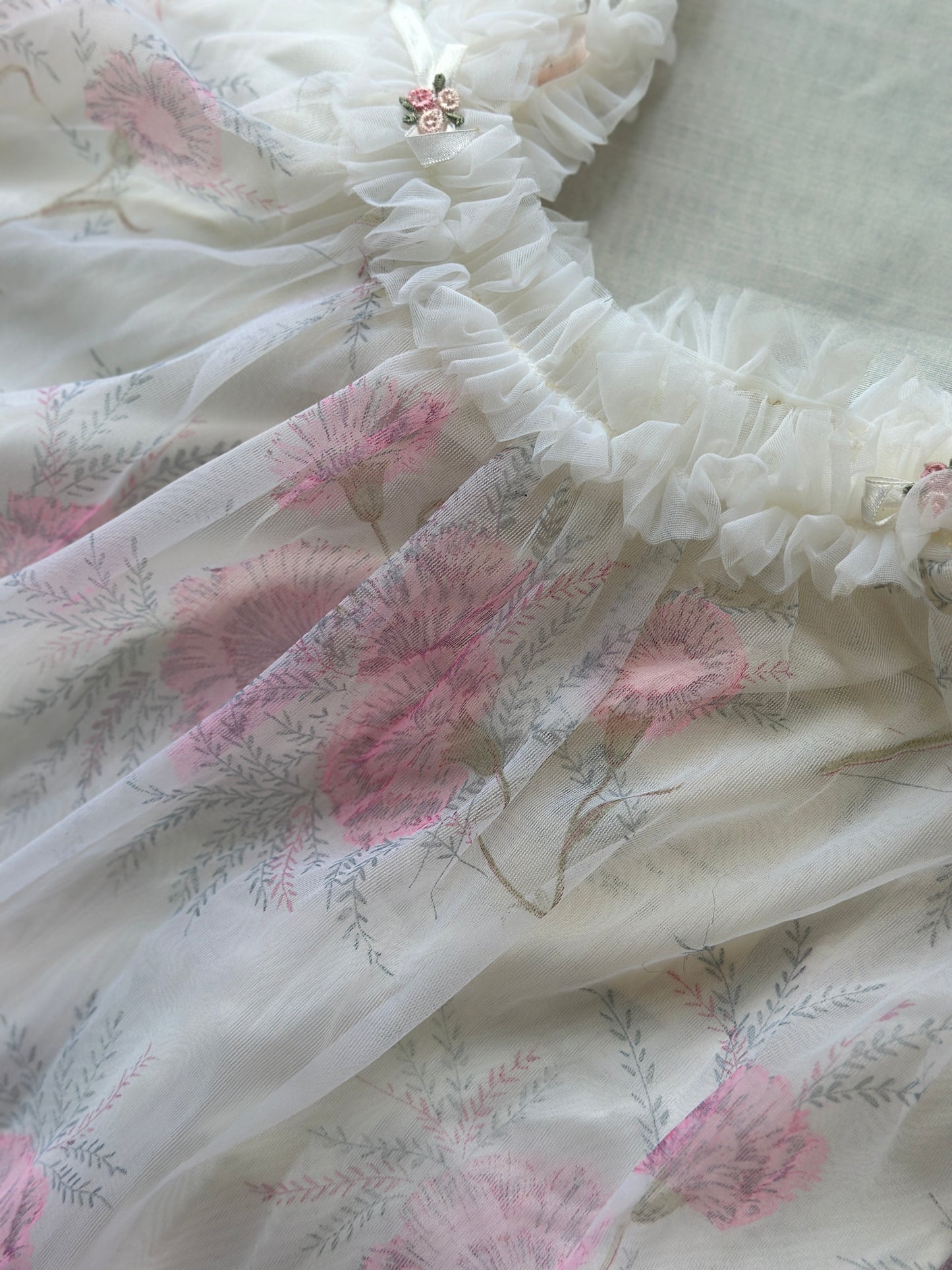 floral pink and white babydoll slip