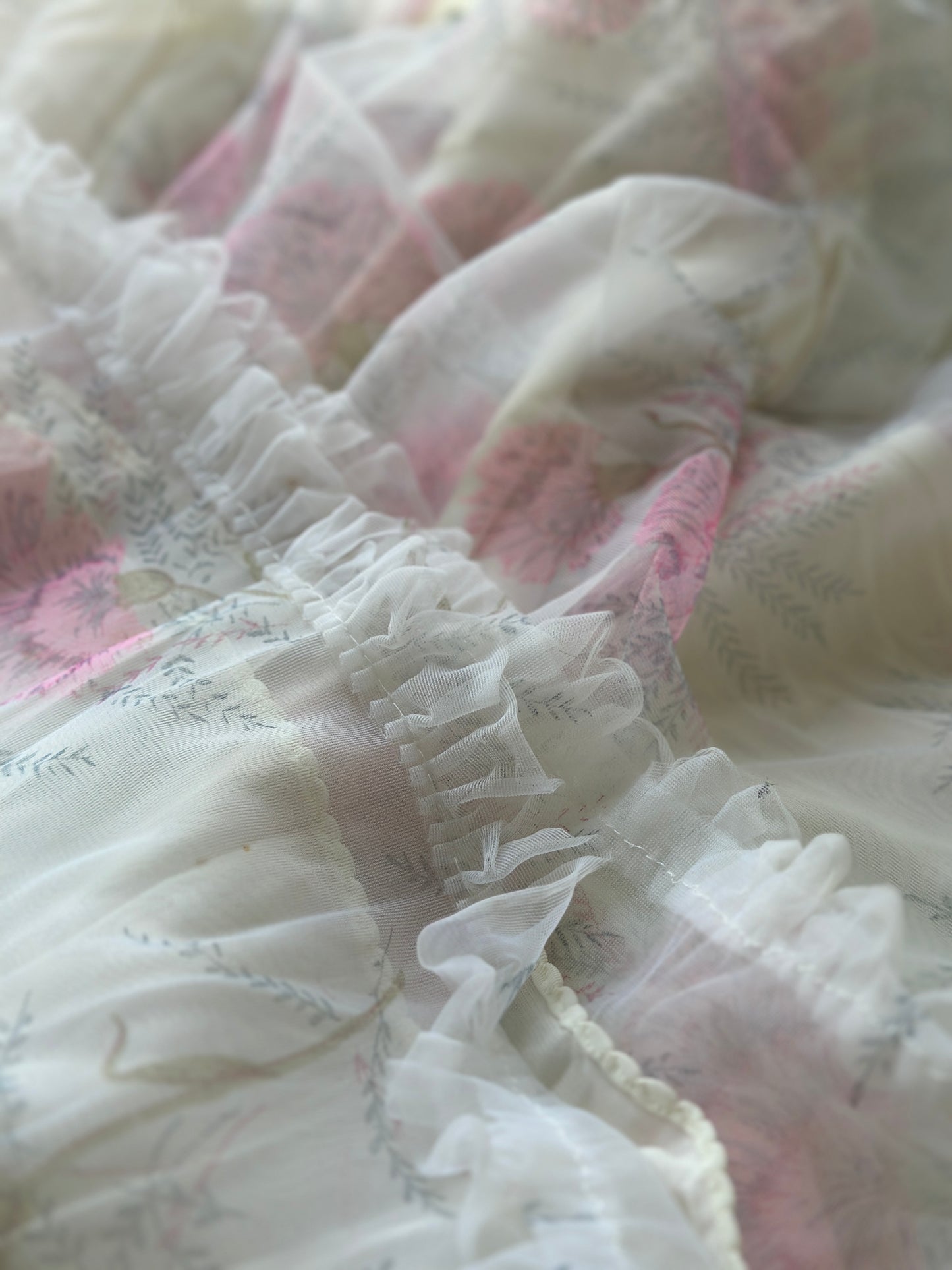 floral pink and white babydoll slip