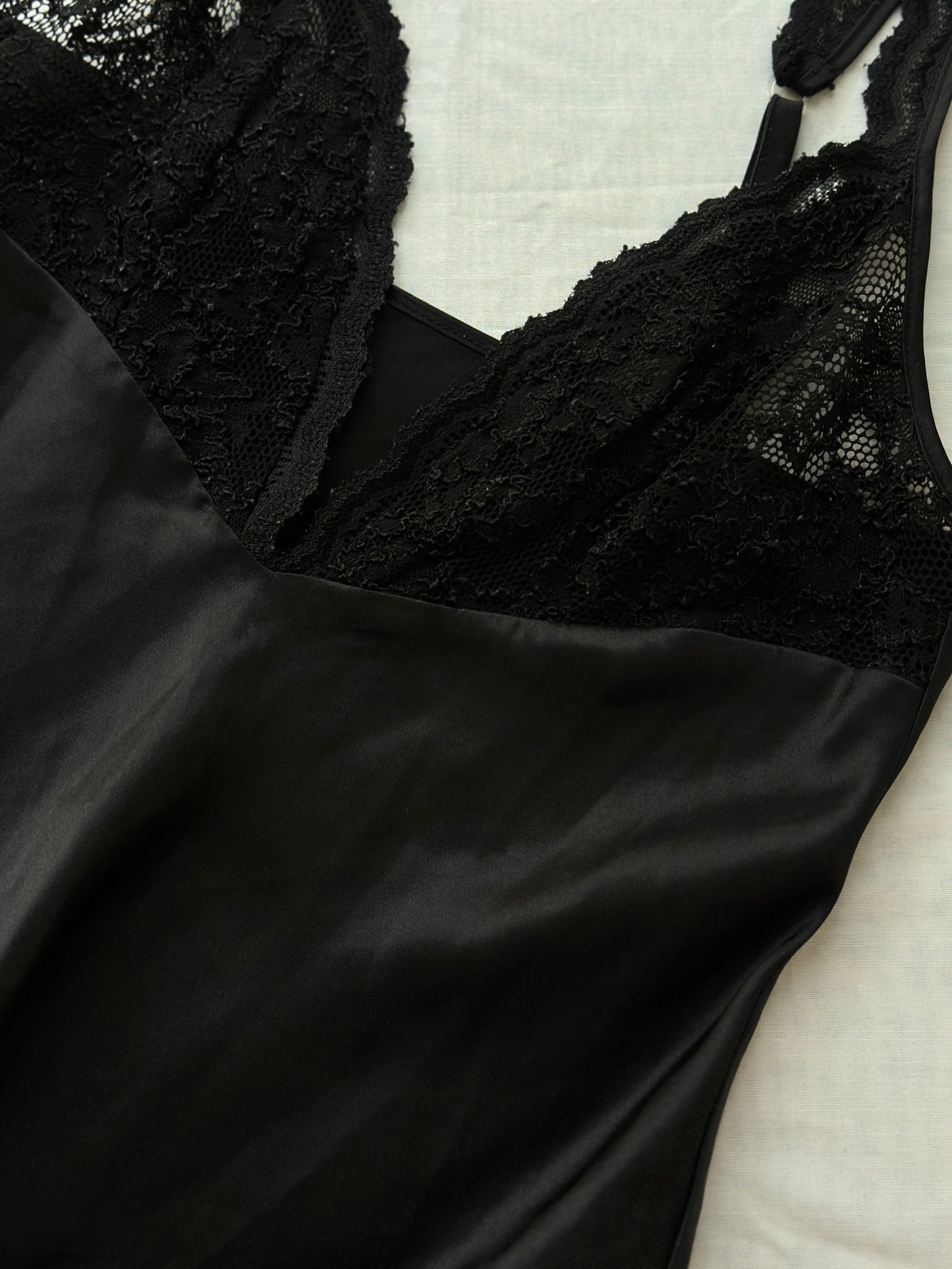 black long lace slip
