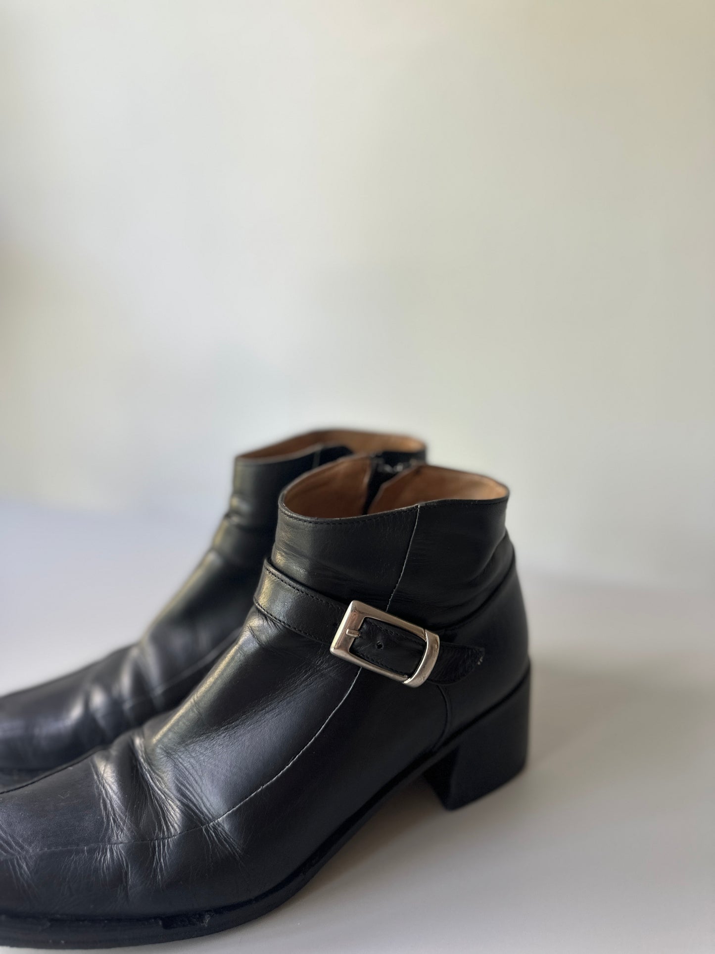 black leather ankle boots