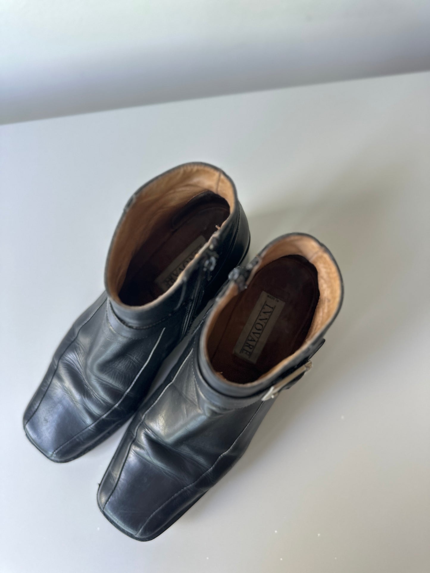 black leather ankle boots