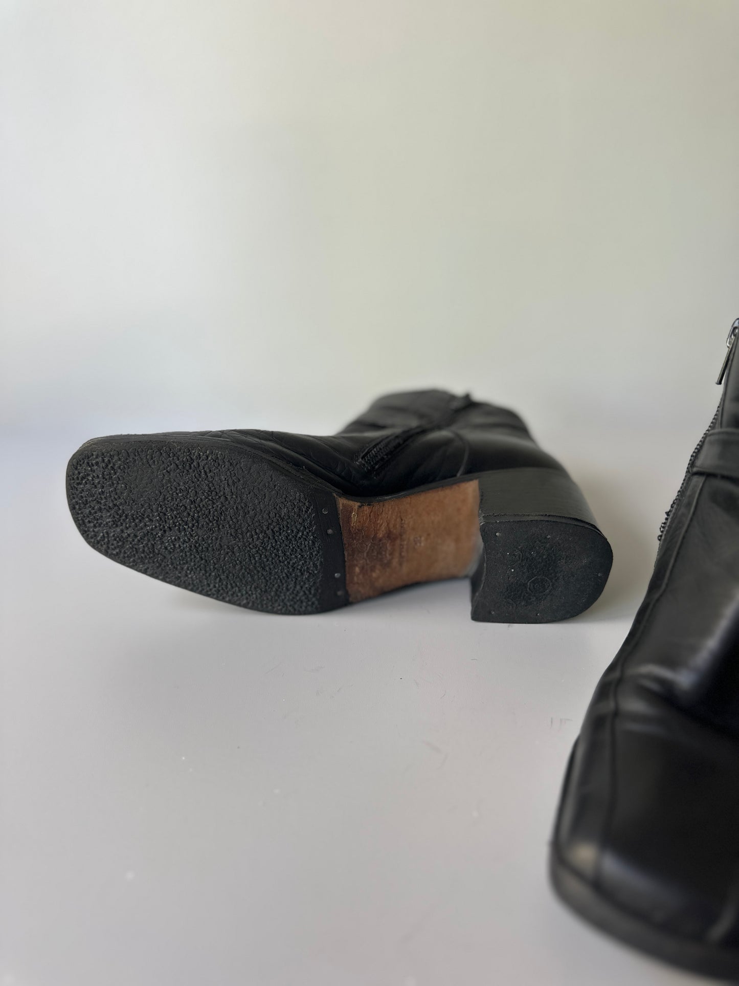 black leather ankle boots