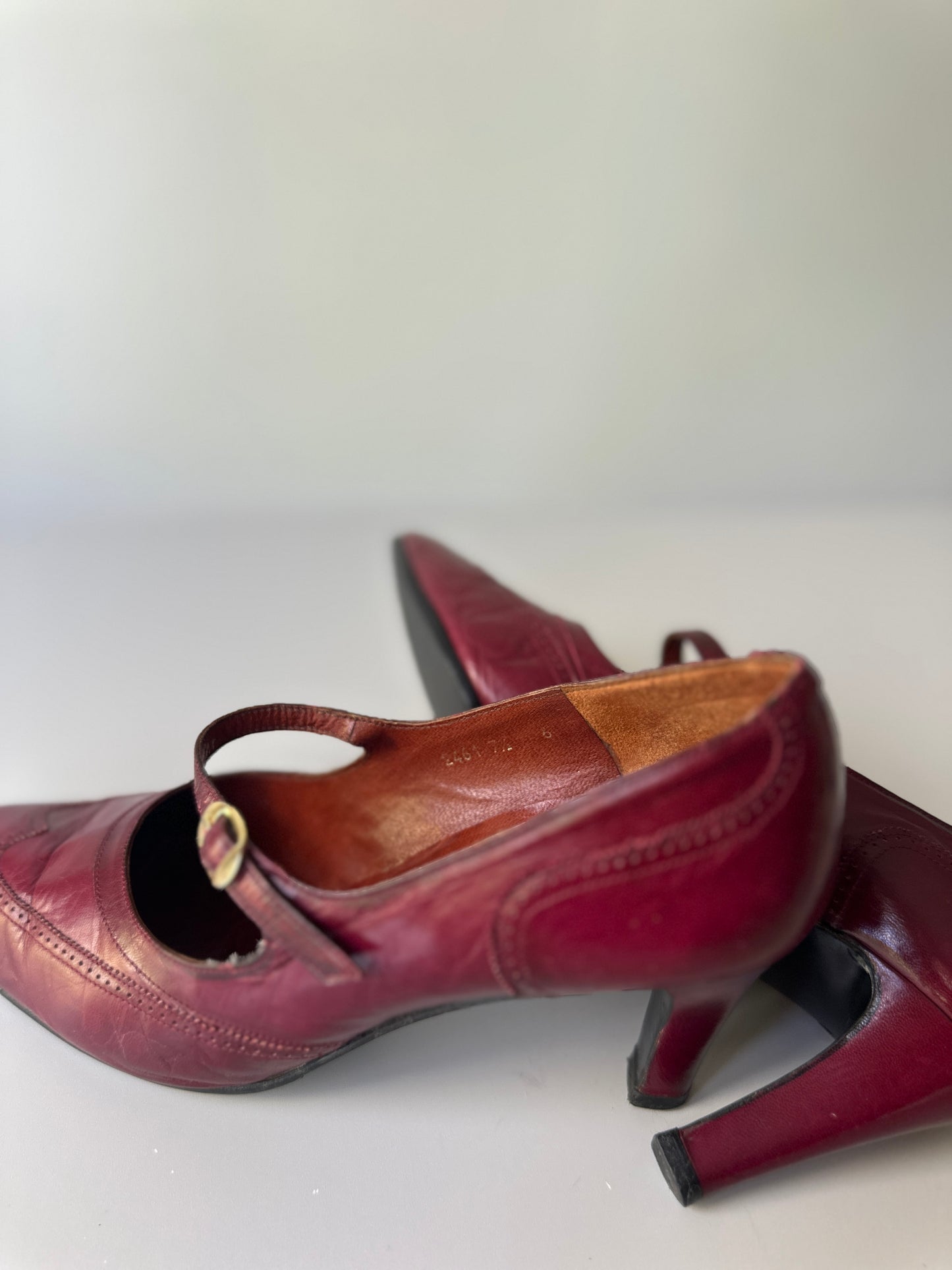 cherry red brogue kitten heels