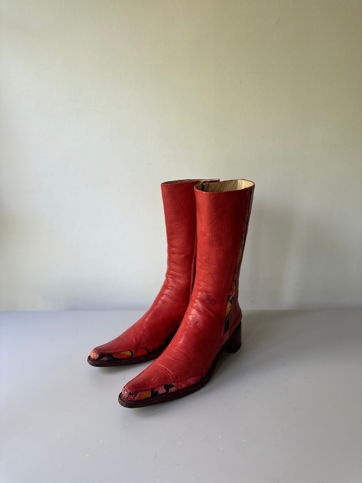 Rocco P. red leather boots