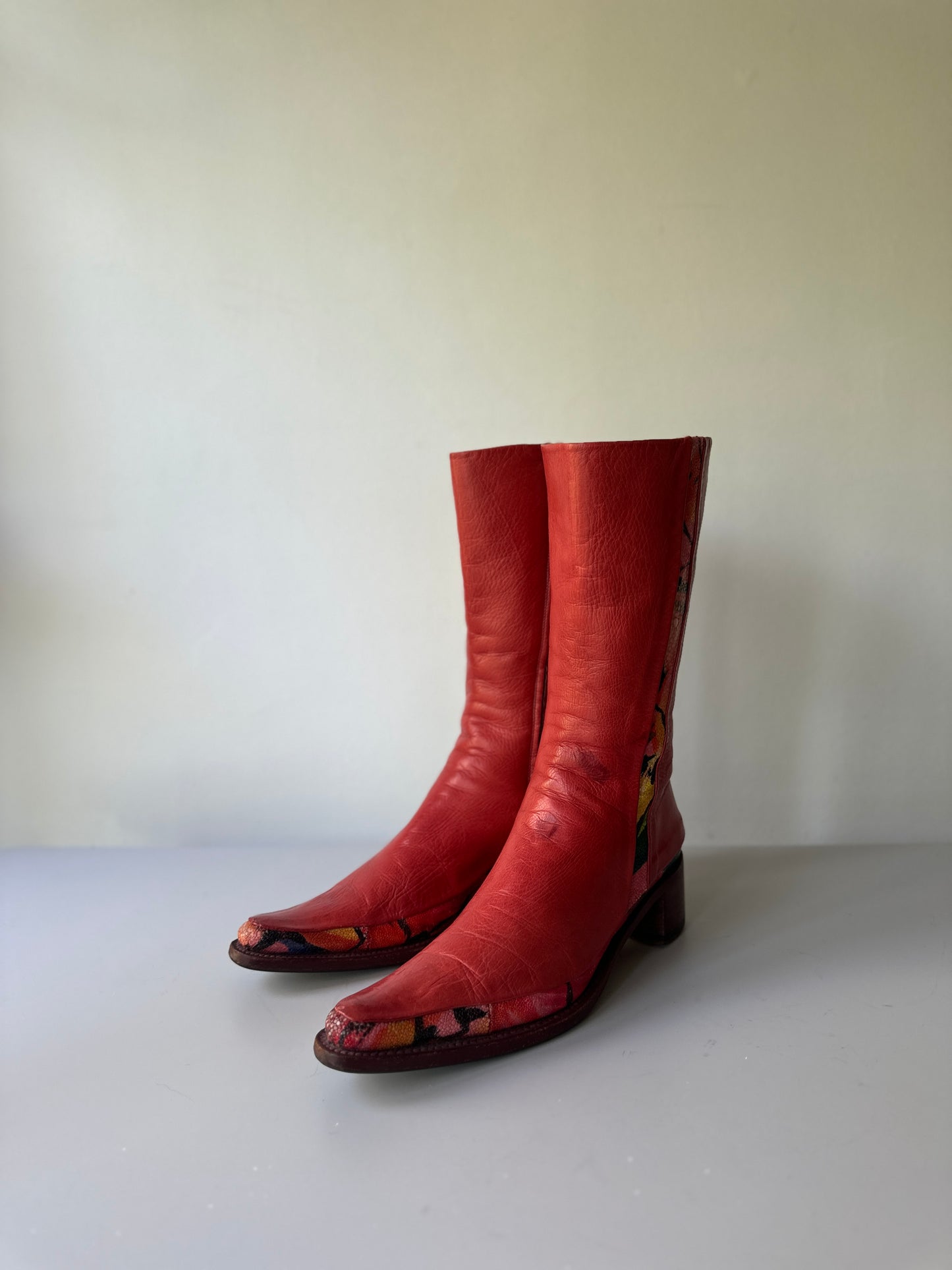 Rocco P. red leather boots