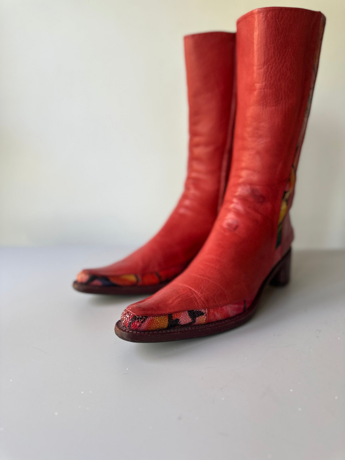 Rocco P. red leather boots