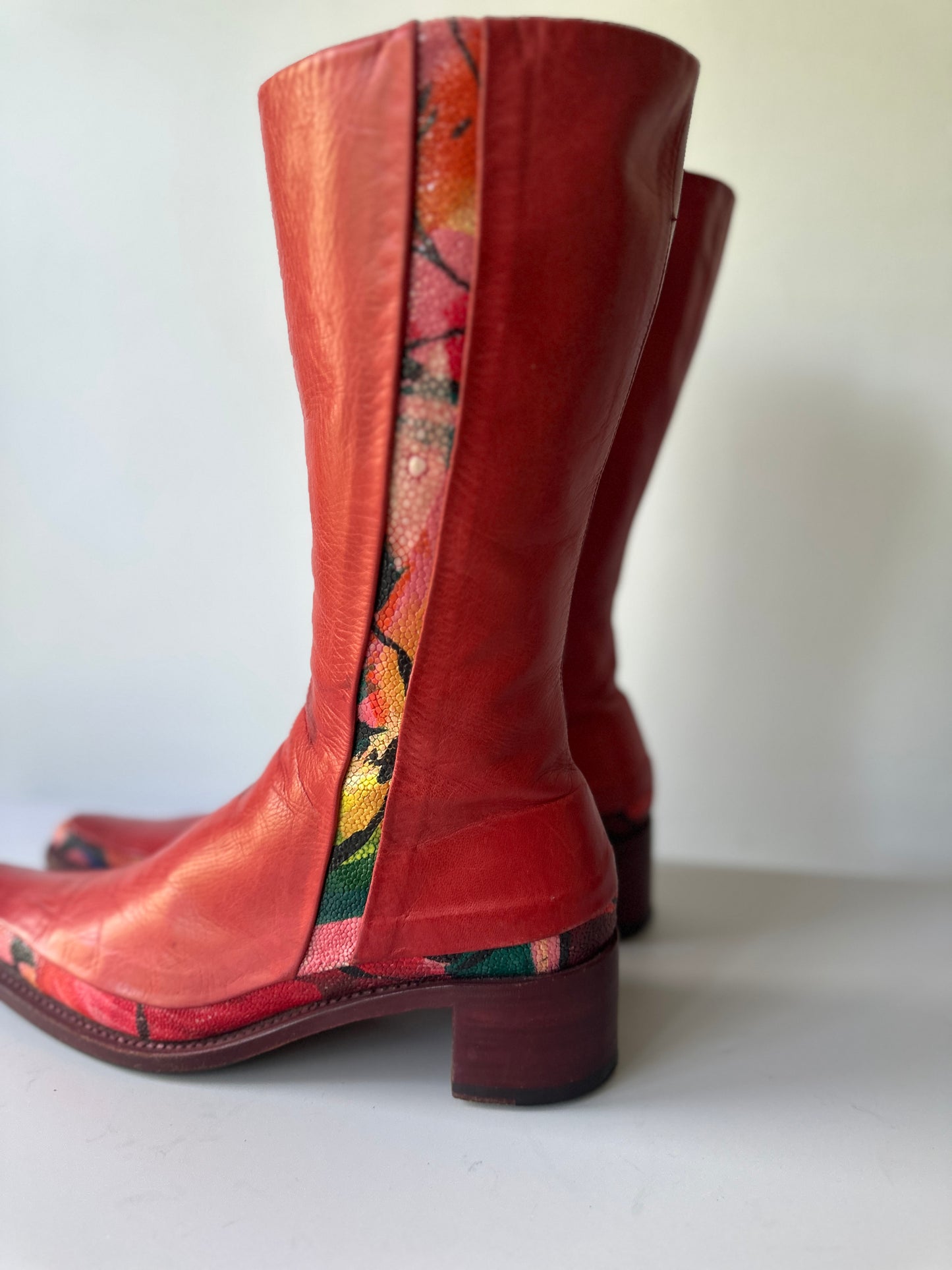 Rocco P. red leather boots