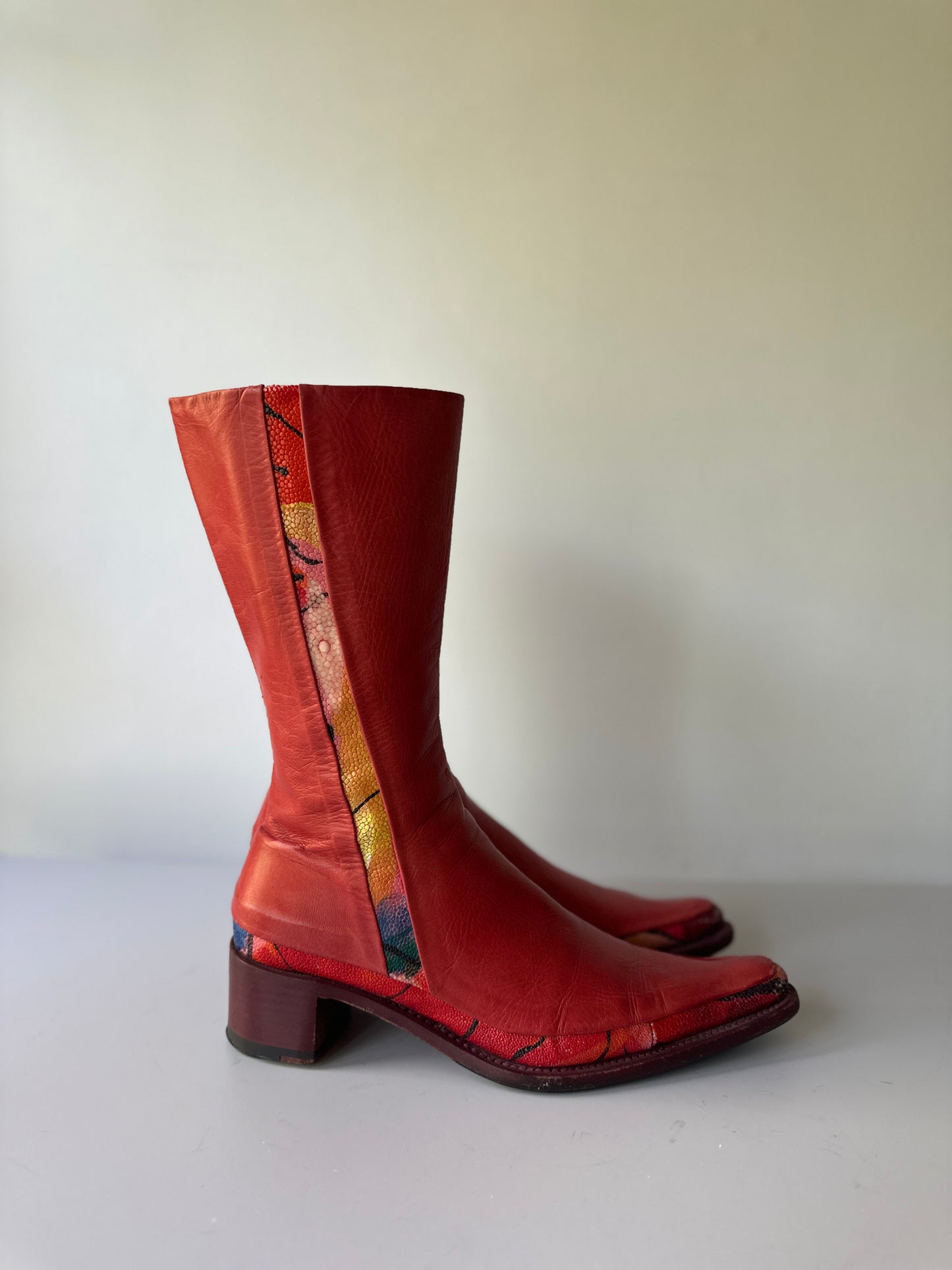 Rocco P. red leather boots