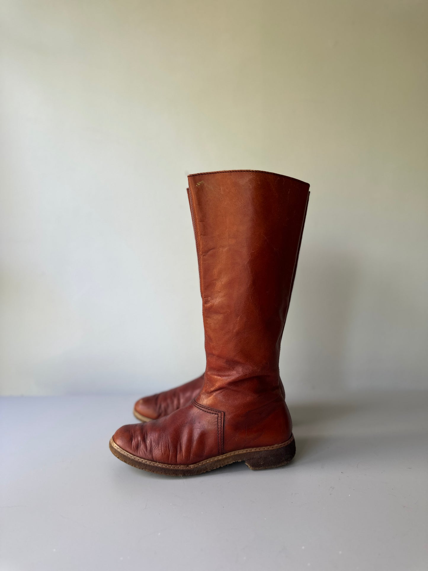 70s SANDLER red-mahogany leather boots