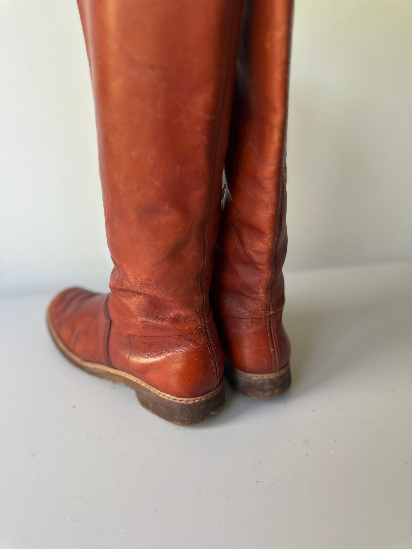 70s SANDLER red-mahogany leather boots