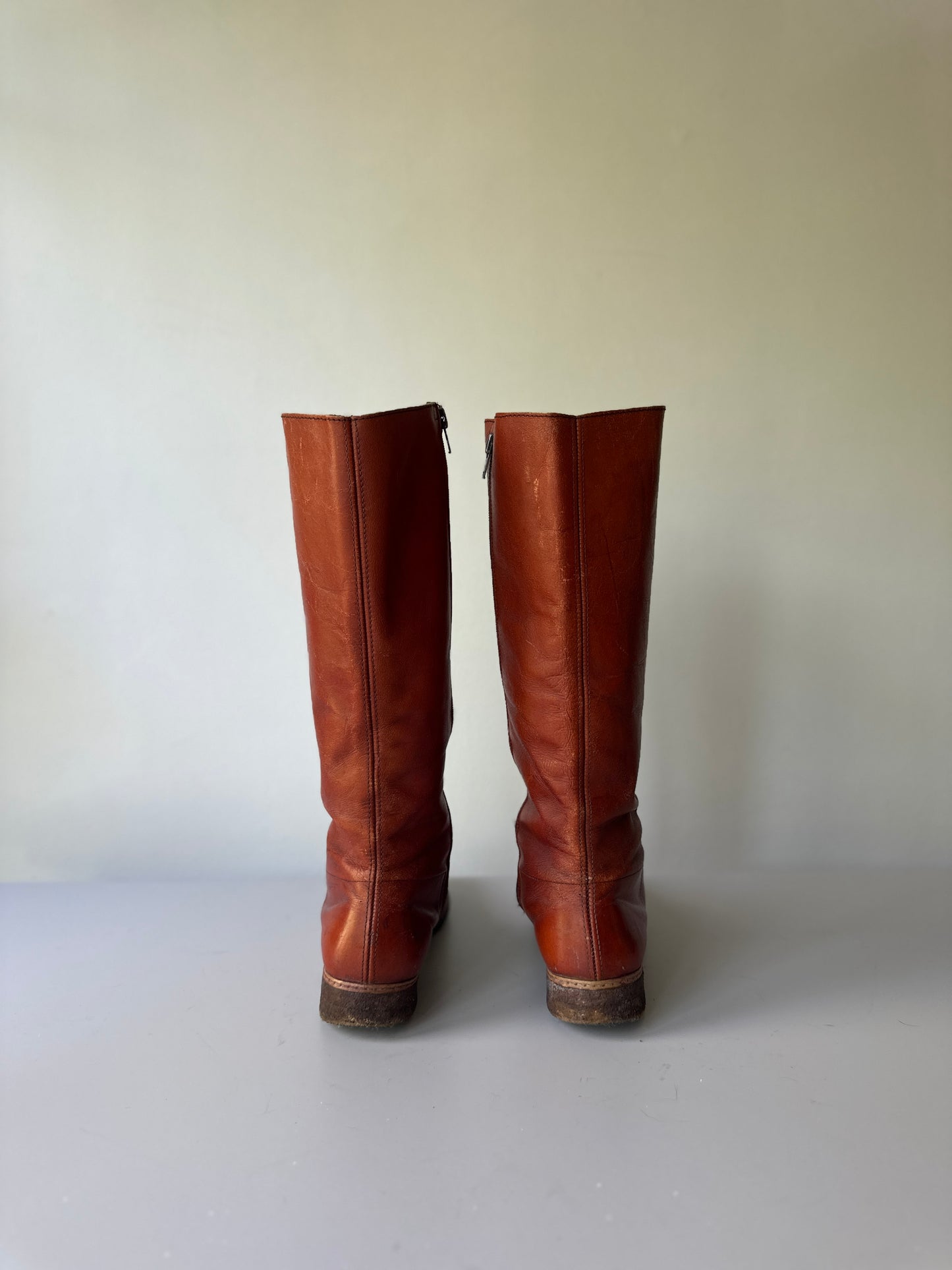 70s SANDLER red-mahogany leather boots