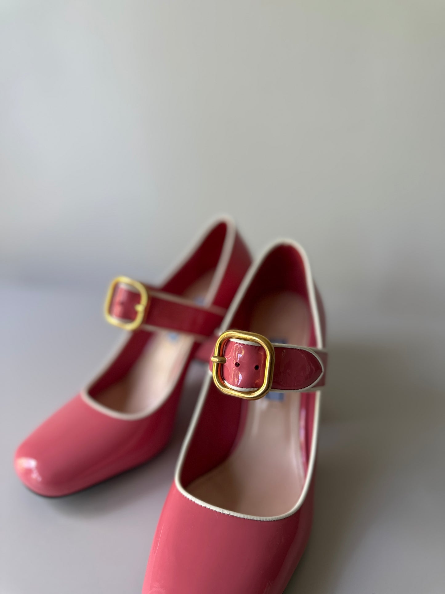 Prada pastel pink chunky heels