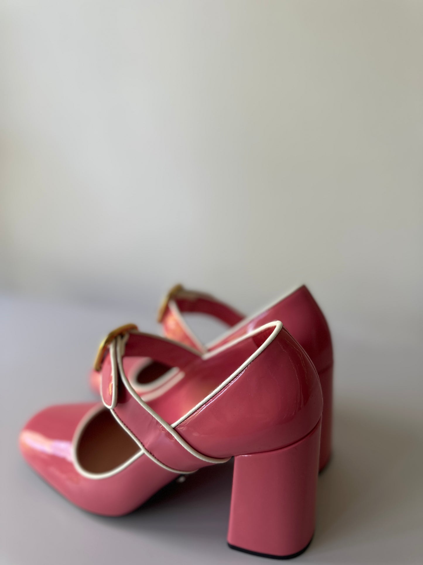 Prada pastel pink chunky heels