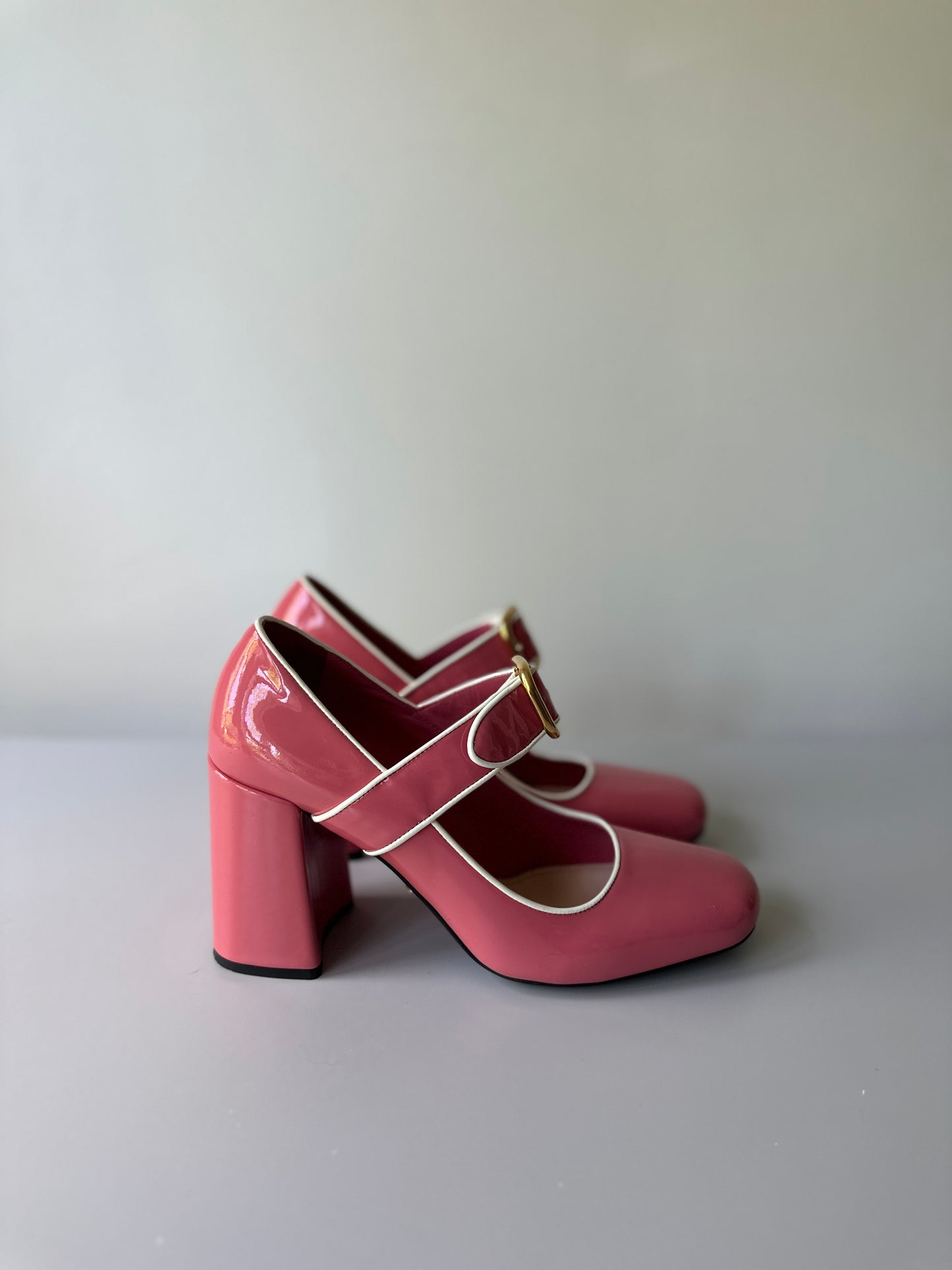 Prada pastel pink chunky heels