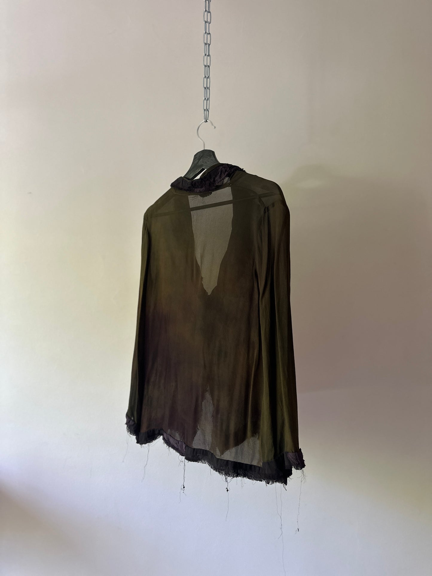 sheer green tye-died blouse