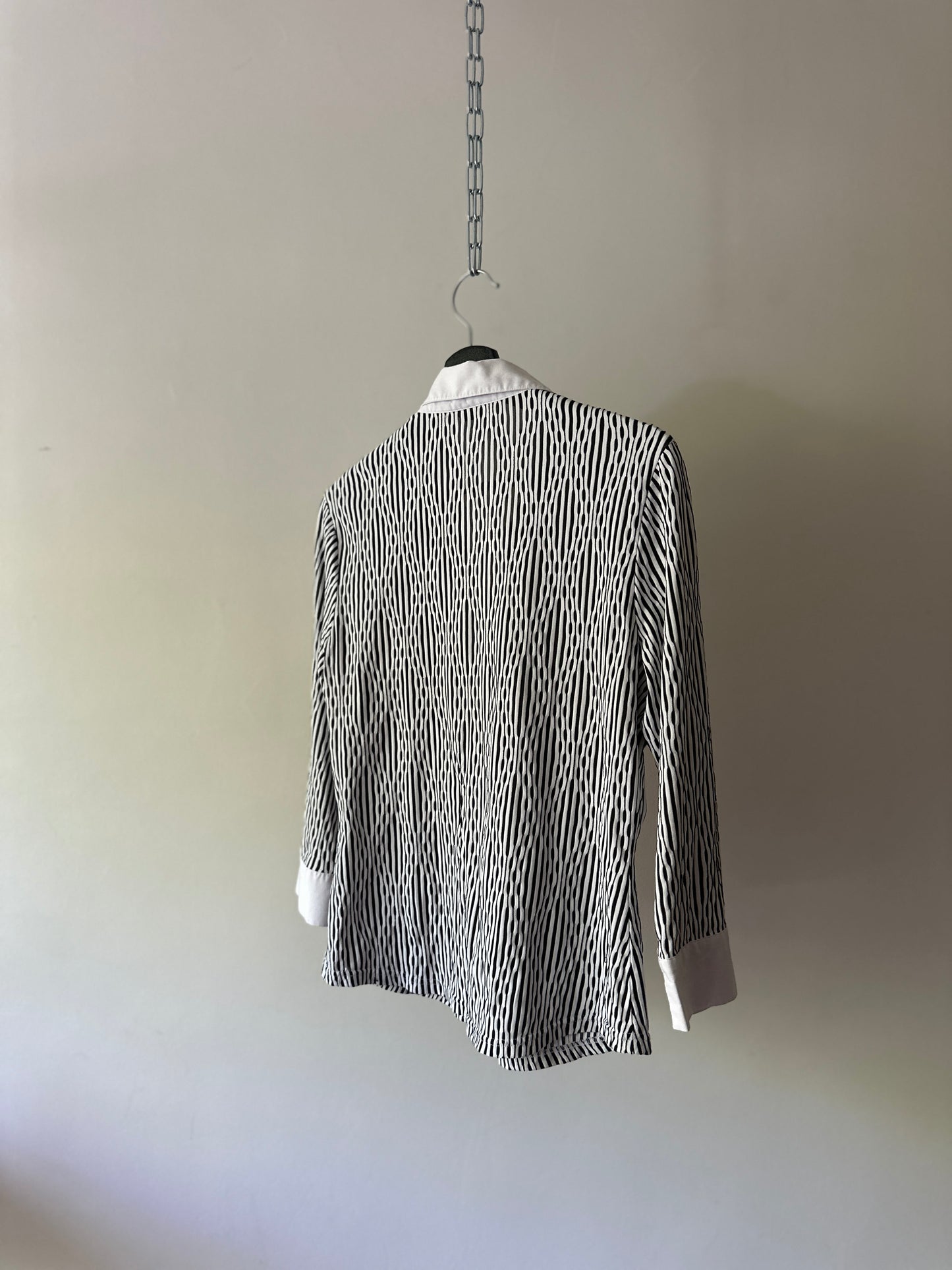 double zip black and white button up