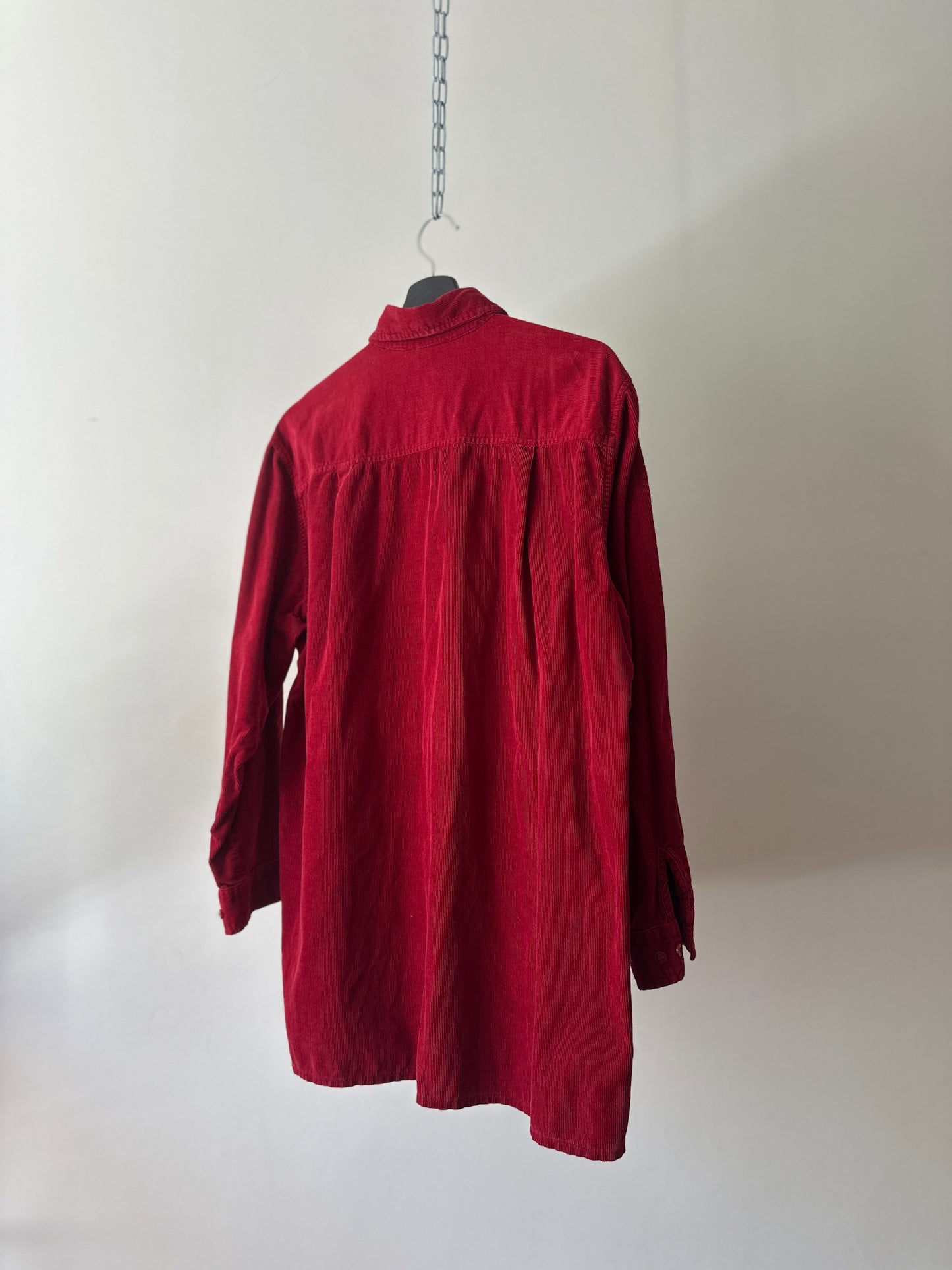 red corduroy button up