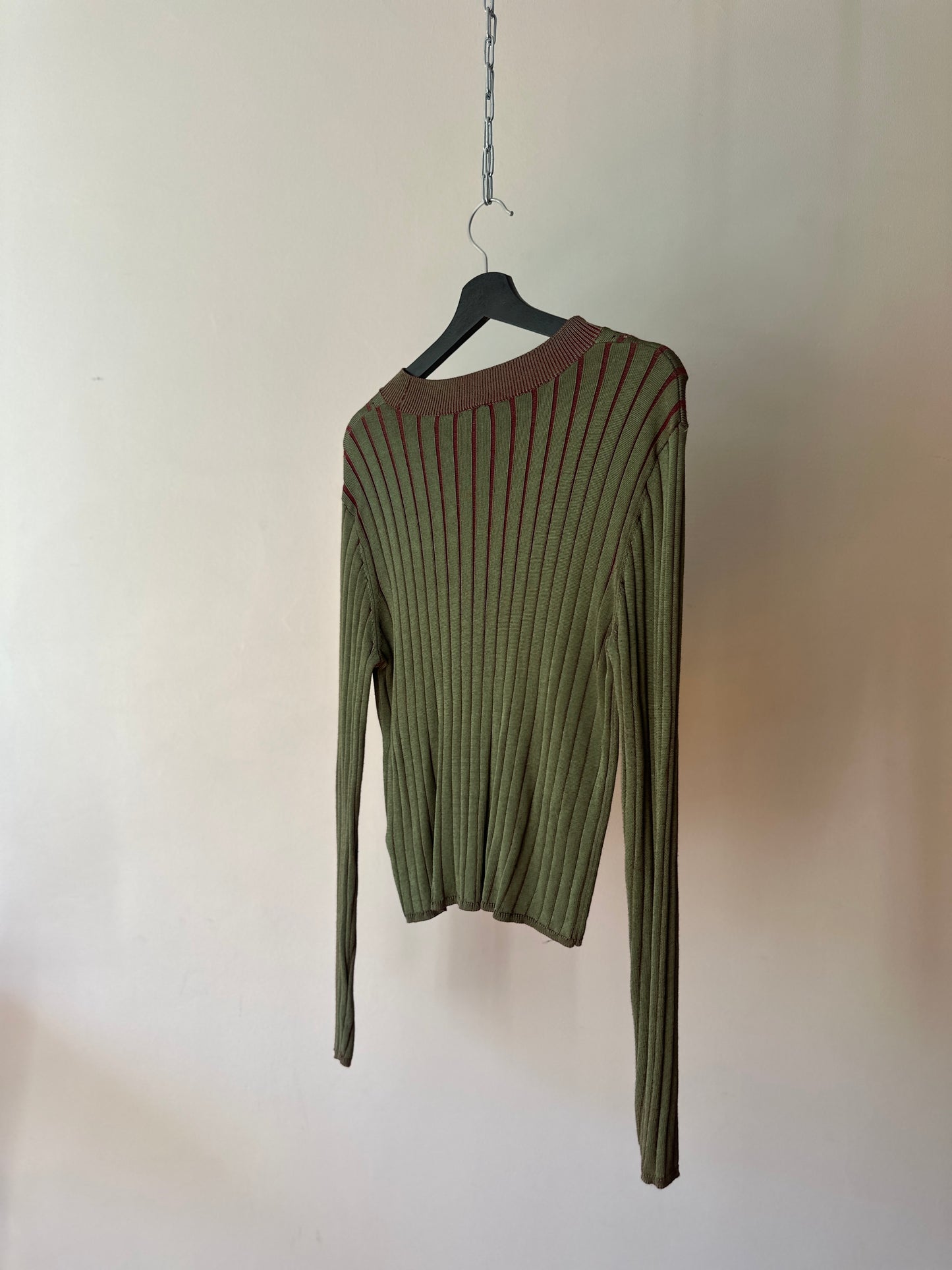 two tone red/green cardigan
