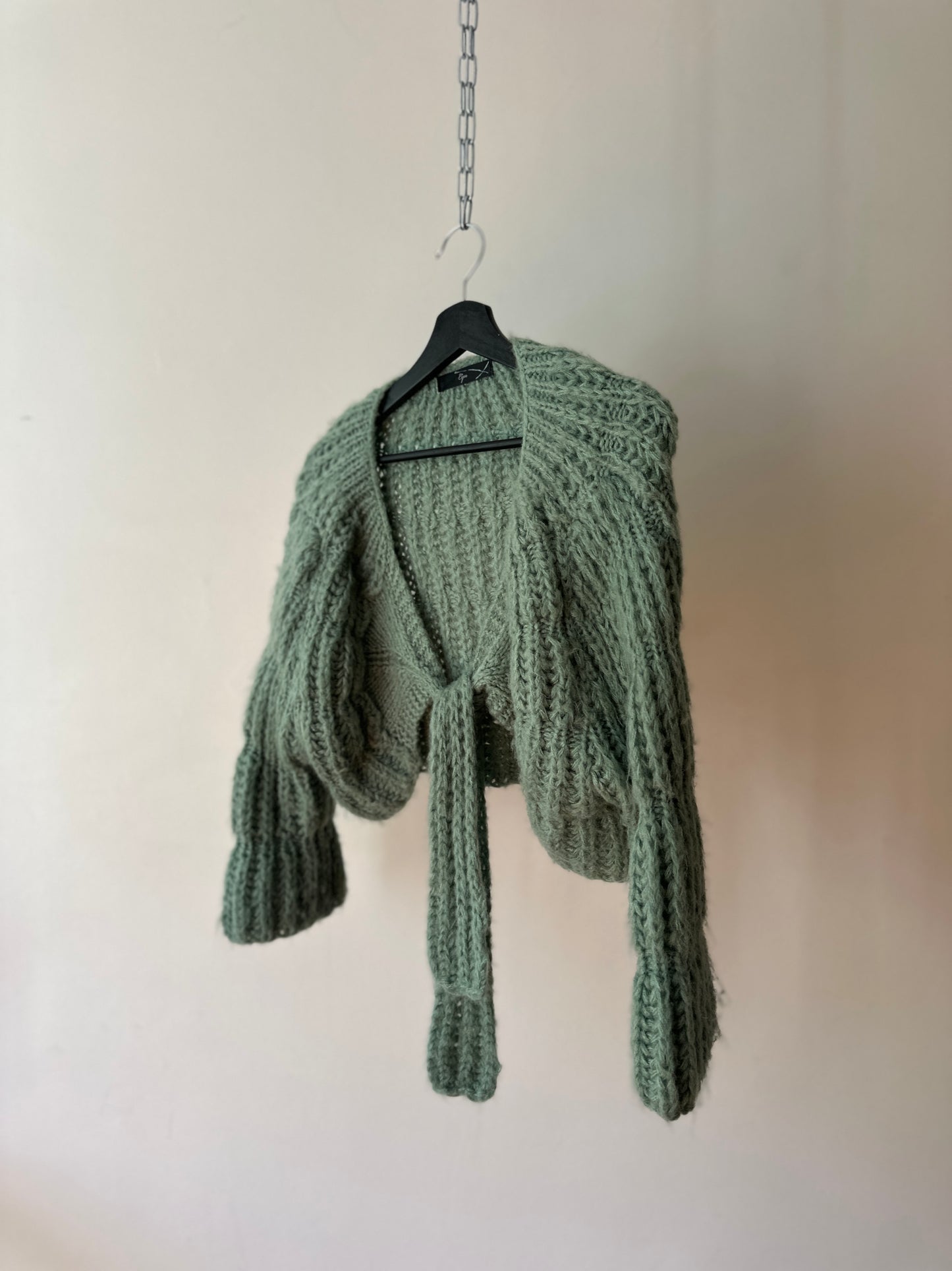 soft mint green cropped cardigan