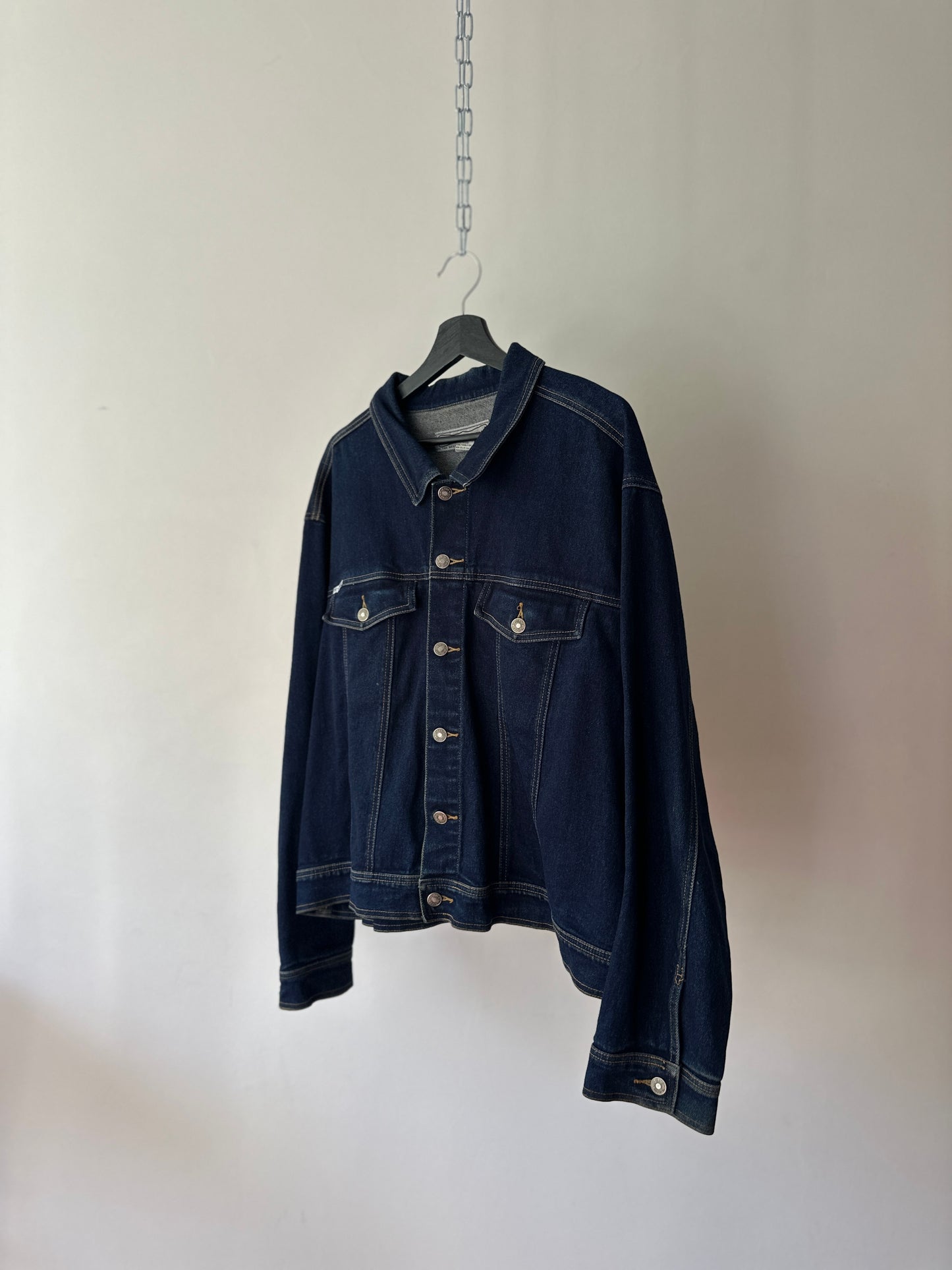 cropped deep blue denim jacket