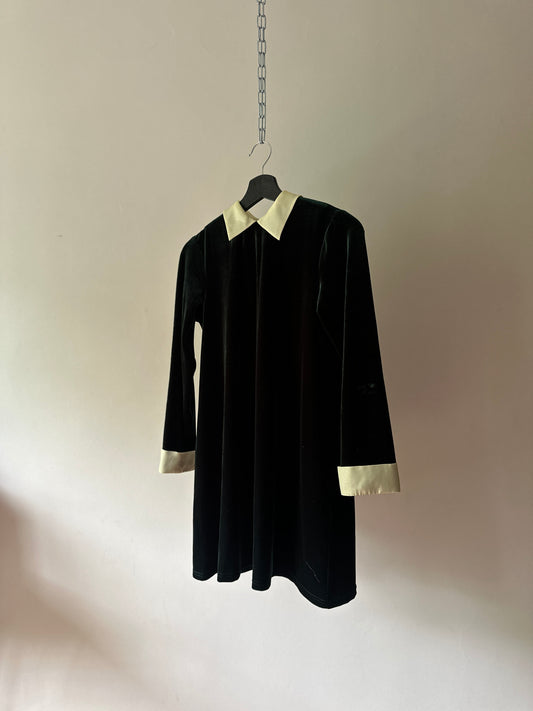 emerald green velvet babydoll dress