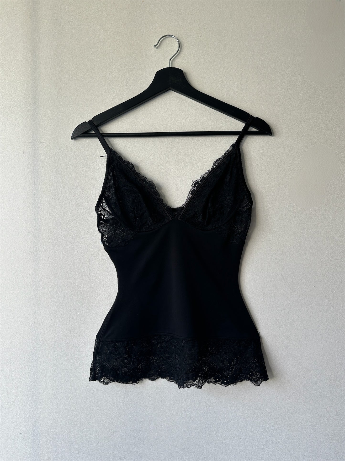 fitted black lace lingerie top